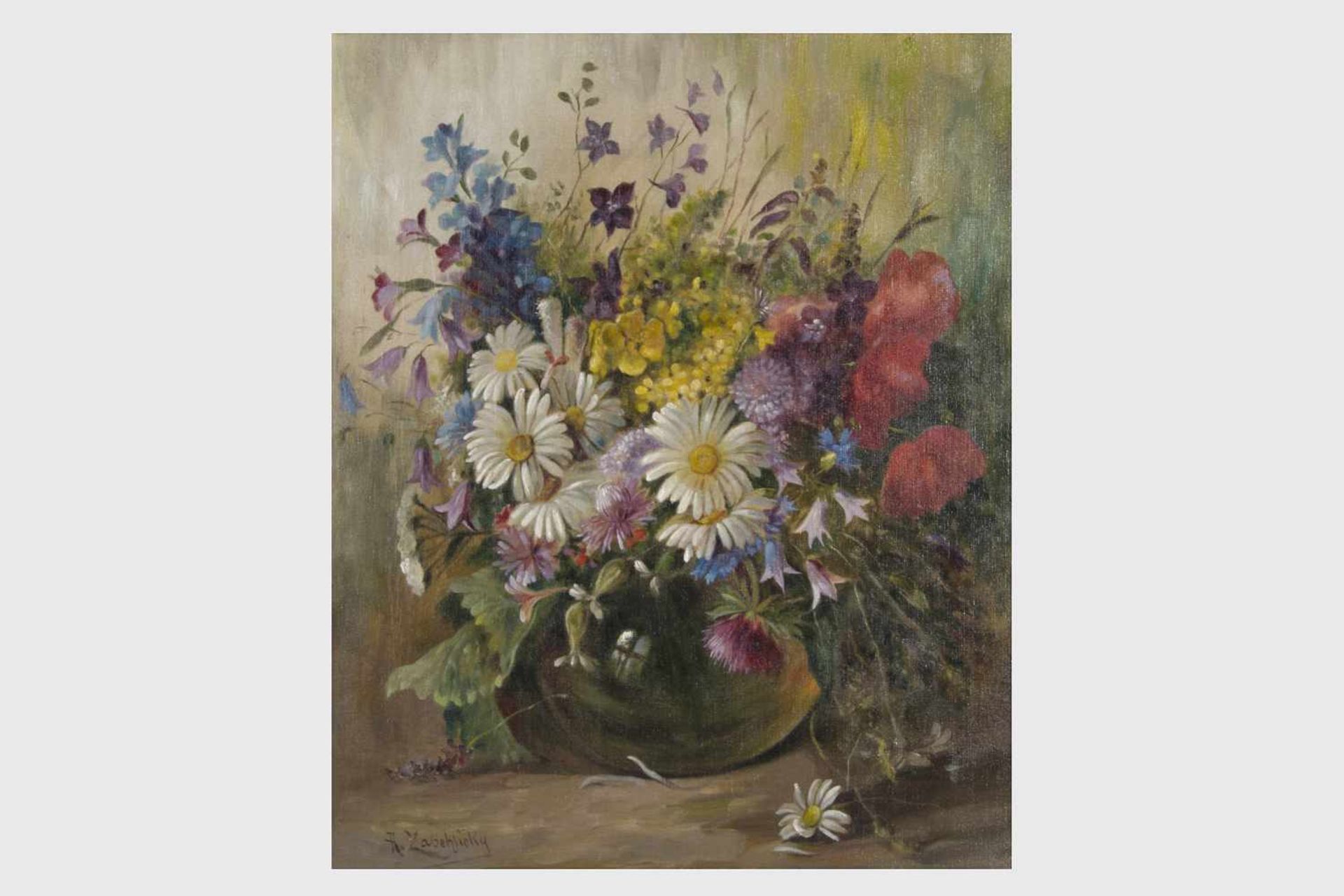 Alois Zabelicky (Wien 1883-1962)Sommerblumenstrauss, signiert A. Zabelicky, Öl auf Leinwand, 60x51,5