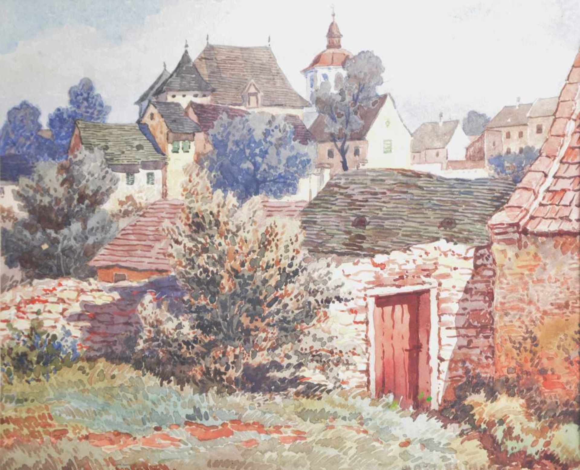 Albert Kollmann (Wien 1878-1962 Eisenstadt)Maydenkirche in Eisenstadt, signiert, Aquarell/Gouache,