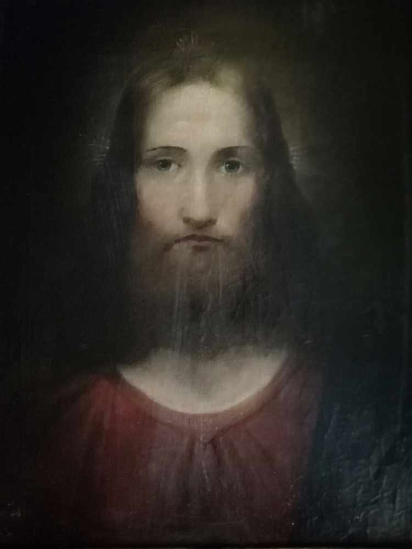 Sakrale DarstellungJesus, Öl auf Leinwand, 36,5x27,5 cm, in Ochsenaugenrahmen;