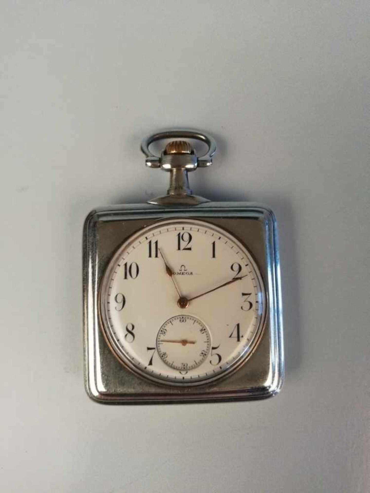 Herrentaschenuhr OmegaSilber 800, rechteckig, Ankerwerk, Handaufzug, kleine vertiefte Sekunde, 74,