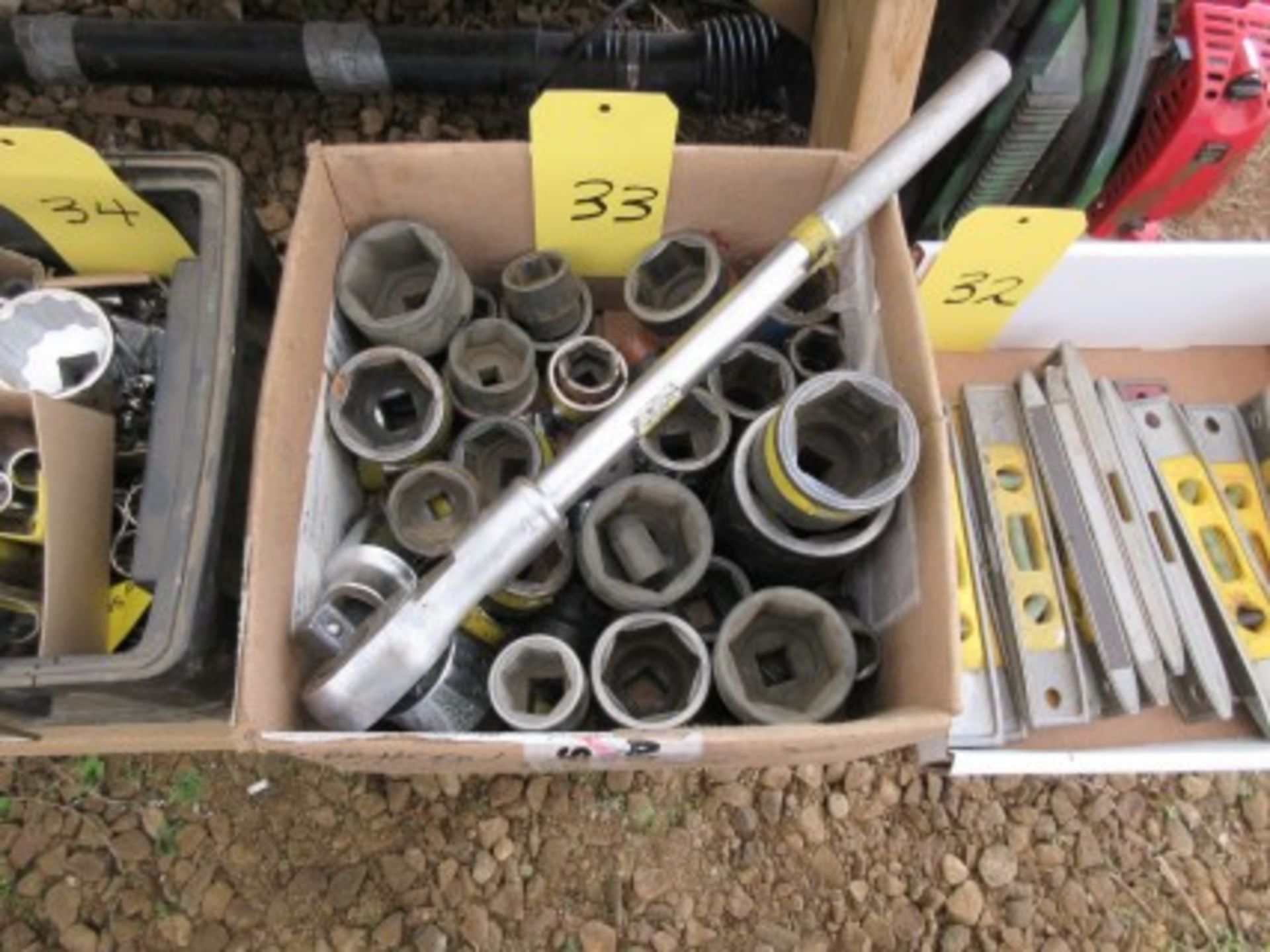 Box of impact sockets and 3/4'' ratchet