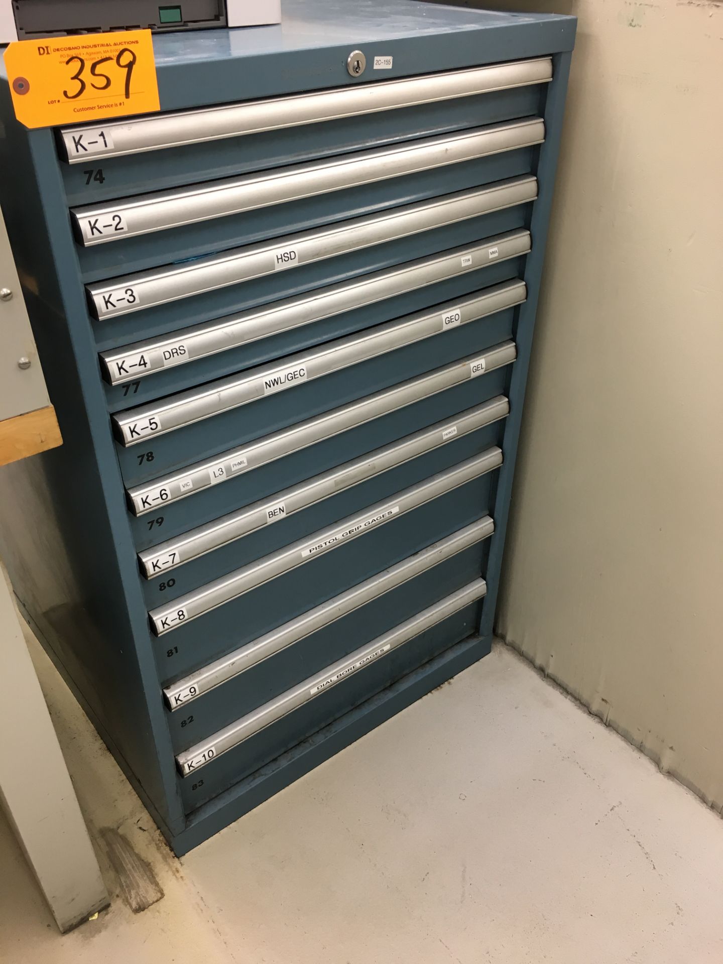 LISTA HEAVY DUTY TOOL CABINET WITH CONTENTS (THREAD, RING & SNAP GAGES) (*See Photos)