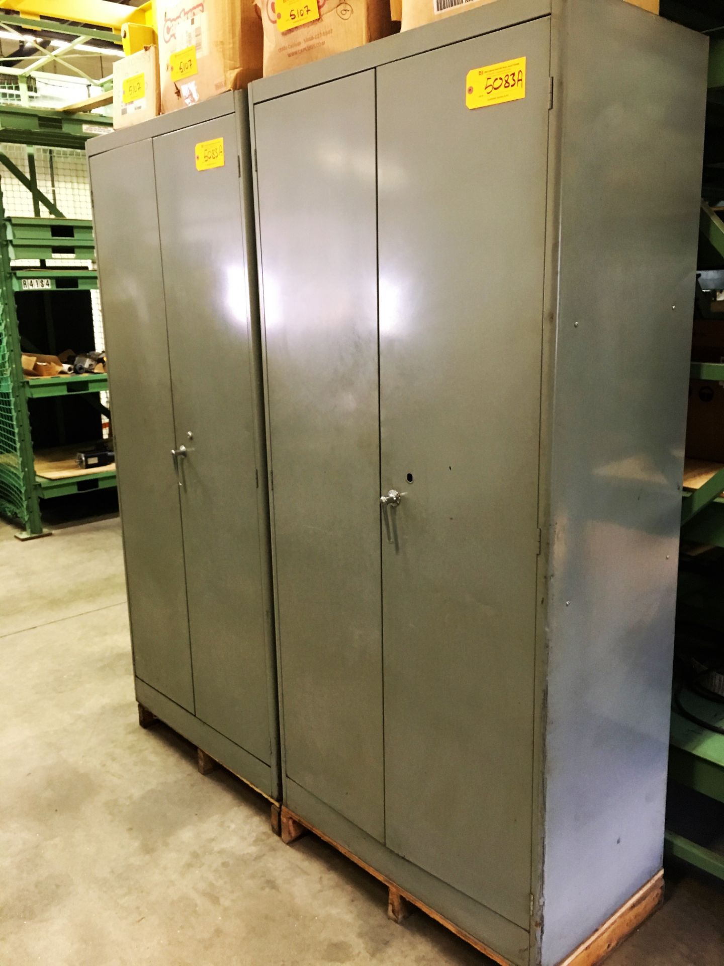 (2) METAL 2-DOOR CABINETS WITH CONTENTS (K&T MILWAUKEE TOOLING FOR LOT # 5083)(*SEE PHOTOS)