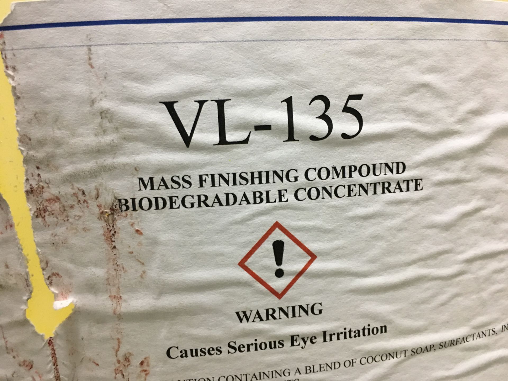 (1) DRUM "Vi-CHEMICAL" WATER BASED MASS FINISHING COMPOUND BIODEGRADABLE CONCENTRATE (NEW)(USED - Image 3 of 4