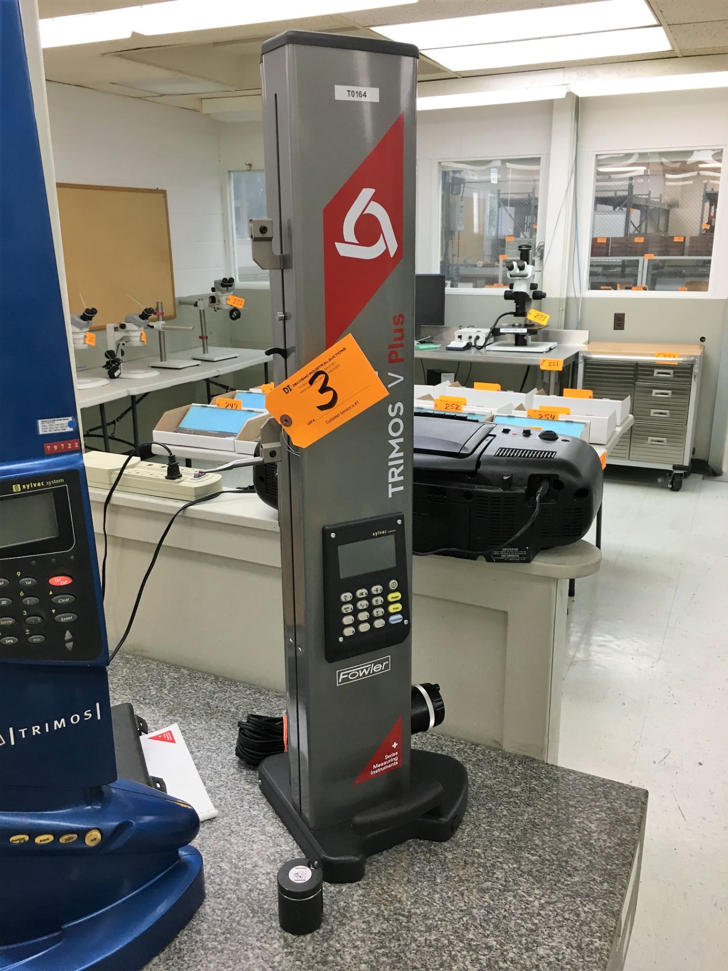 TRIMOS # V-604+ DIGITAL HEIGHT GAGE, S/N 9056-A WITH PROBE & CALIBRATION BLOCK