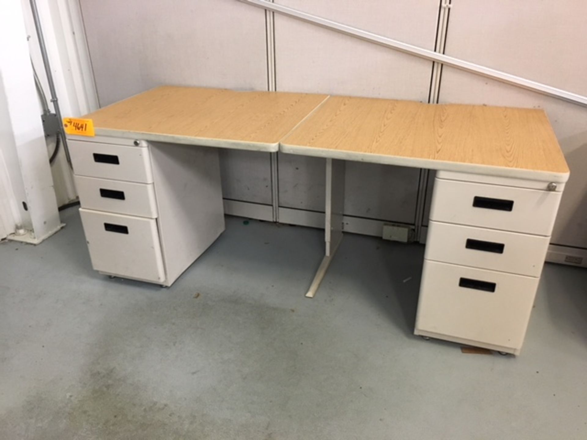 (2) MODULAR DESKS, (1) ROUND TABLE & (1) LATERAL FILE CABINET (CONTENTS - MAZAK BOOKS ARE NOT - Image 3 of 3