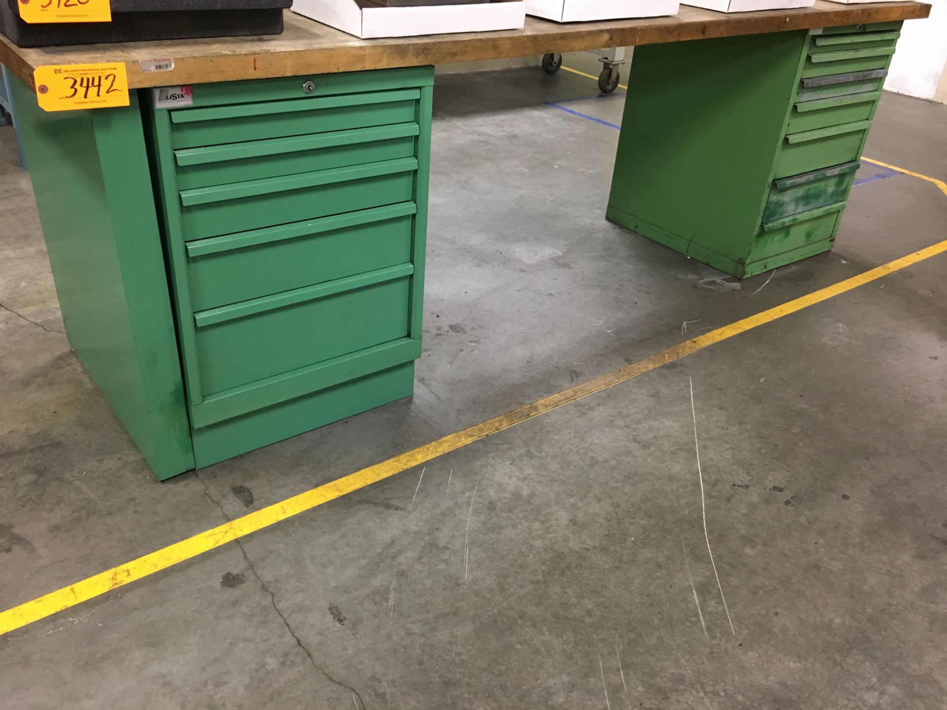 LISTA WOOD TOP WORK BENCH WITH (2) CABINETS