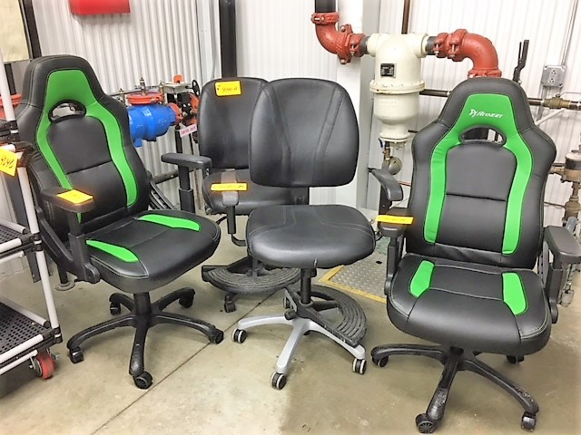 (2) AROZZI GAMING CHAIRS & (2) LAB TYPE HEAVY DUTY CHAIRS