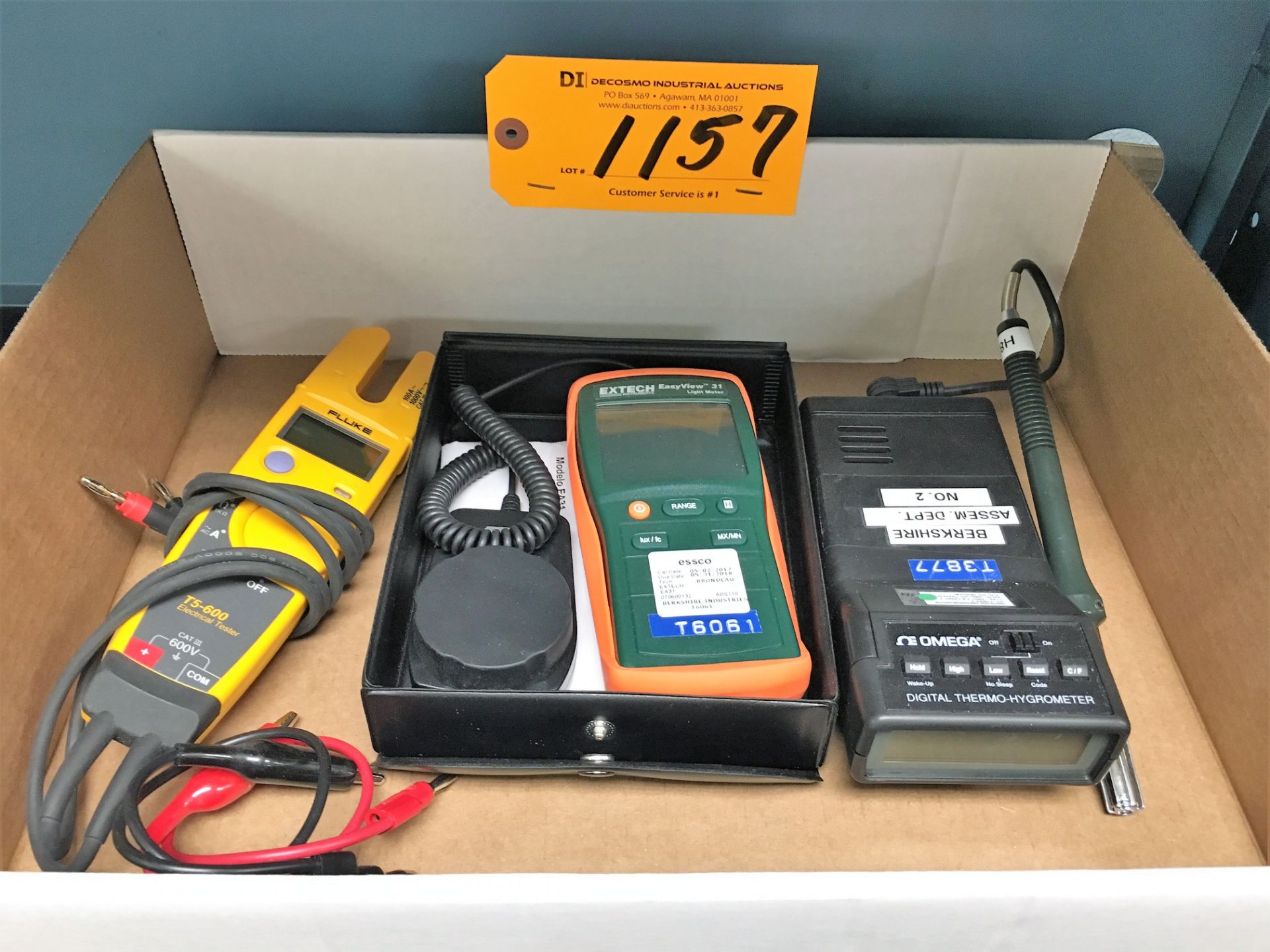 (1) FLUKE ELECTRICAL TESTER, (1) OMEGA DIGITAL THERMOMETER & (1) EXTECH LIGHT METER