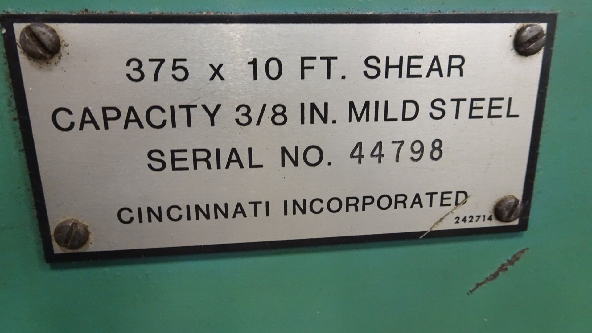 Cincinnati Model 375 Hydraulic Power Shear with 10'x 3/8'' Capacity, 36'' Max Back Gauge, Digital - Image 6 of 6