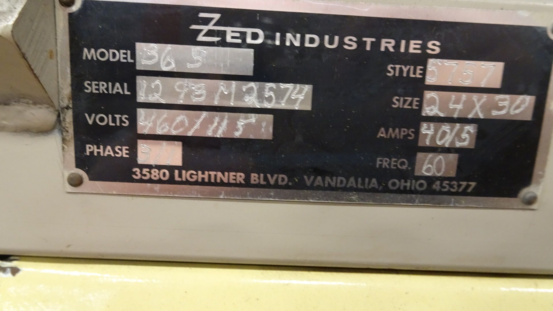 Zed Industries Model 365 In-Line Blister Packaging/Sealer, Style 5757, Size 24'' x 30'', with Zed - Image 4 of 7