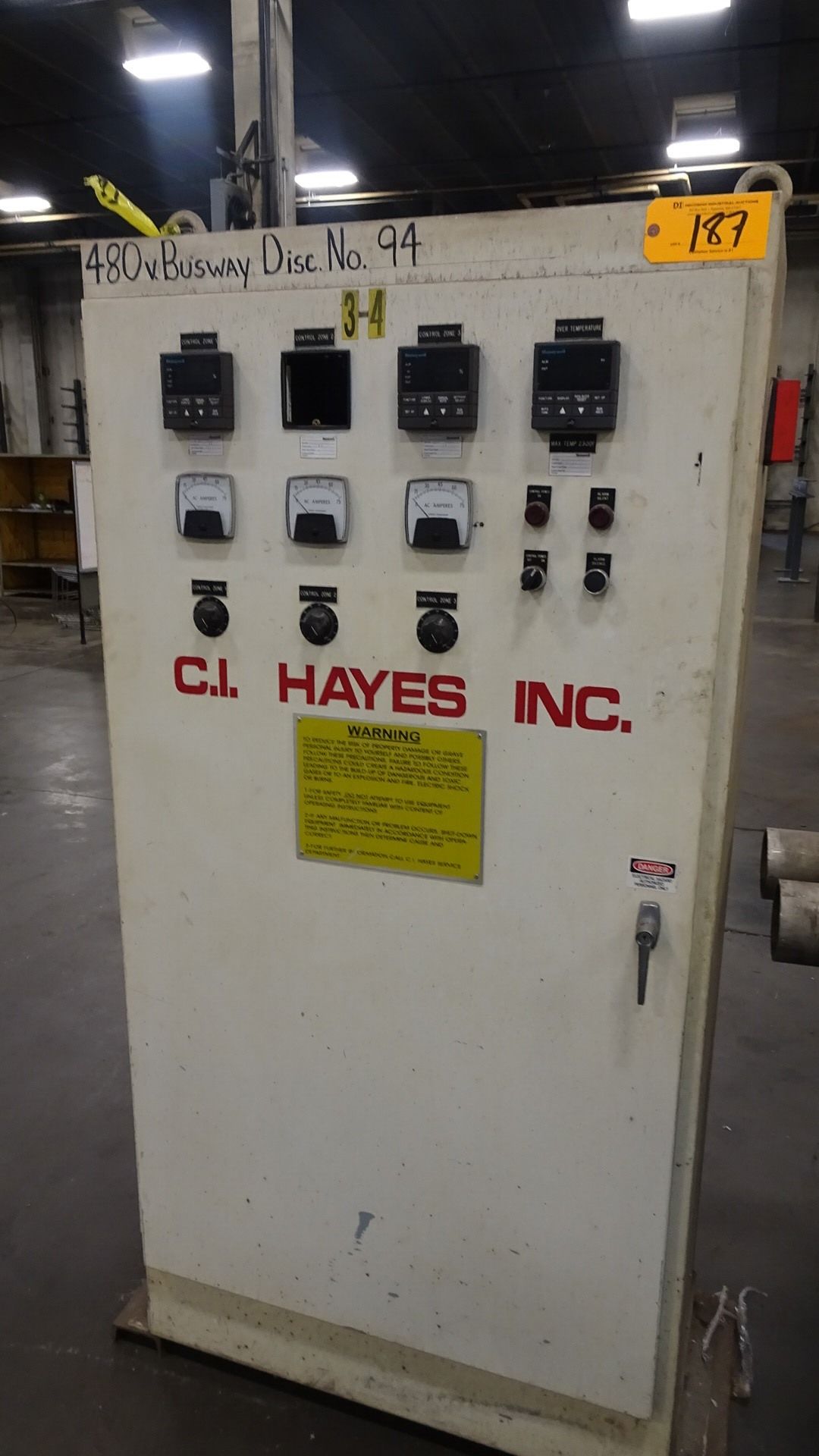 C. I. Hayes Type BA (3 Zone) Furnace/Oven with Max Temperature 2,300 Degrees Fahrenheit, sn:17089 - Image 3 of 4