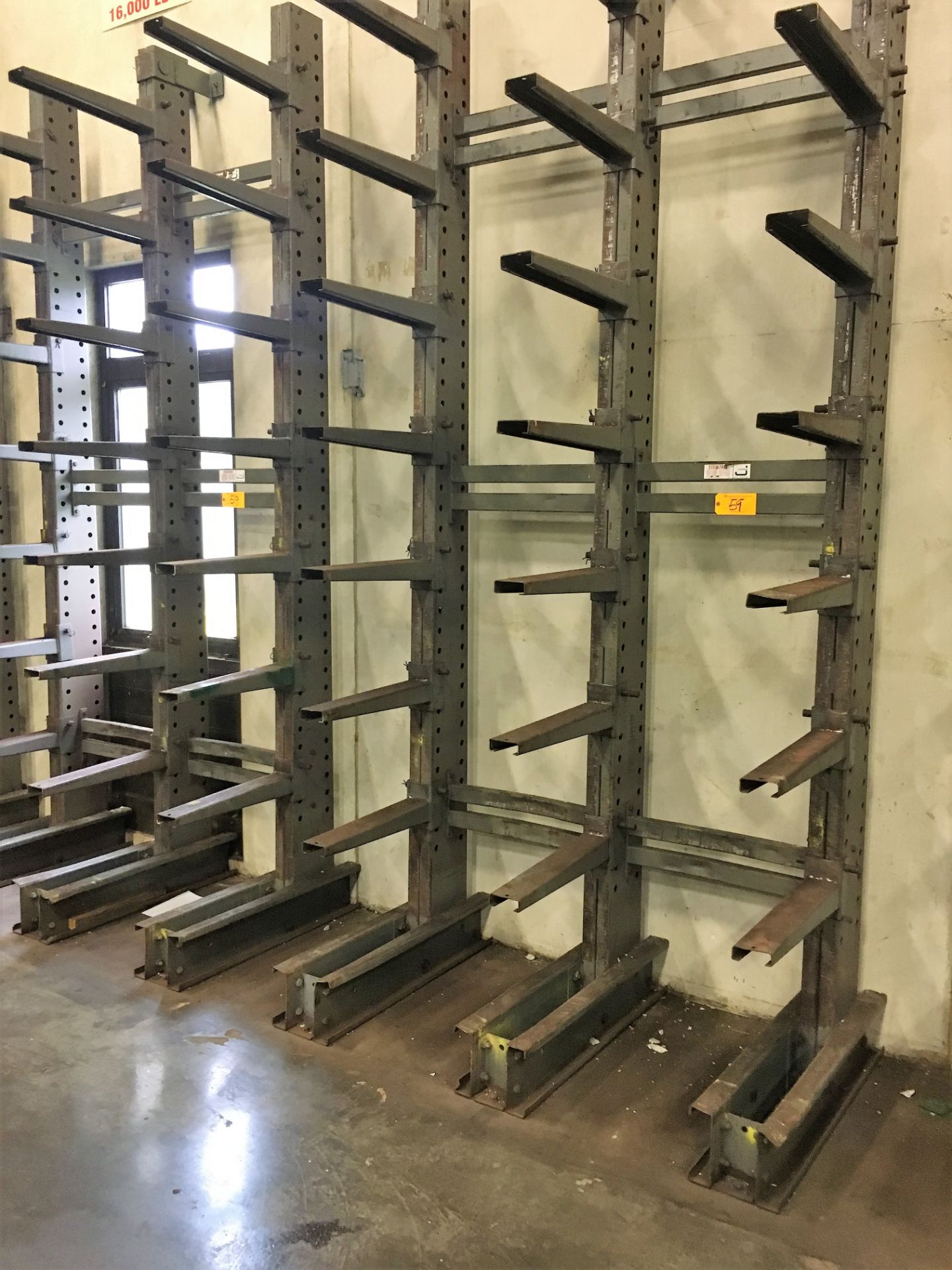 (2) Jarke Triple Column Single Sided Cantilever Raw Material Racks