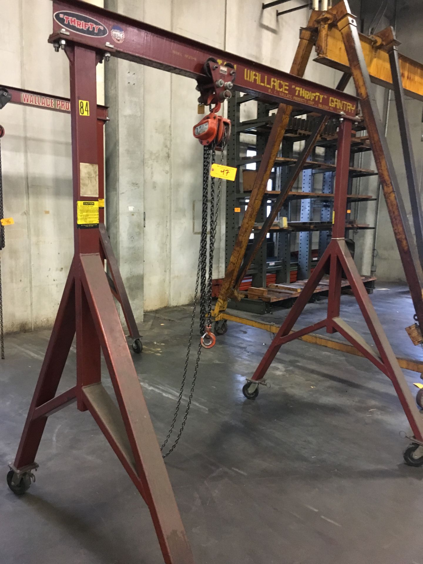 Wallace MF-29-8 1-Ton Capacity Portable Gantry Crane with 1 Ton Chainfall, 6-1/2' Span, 8' Height