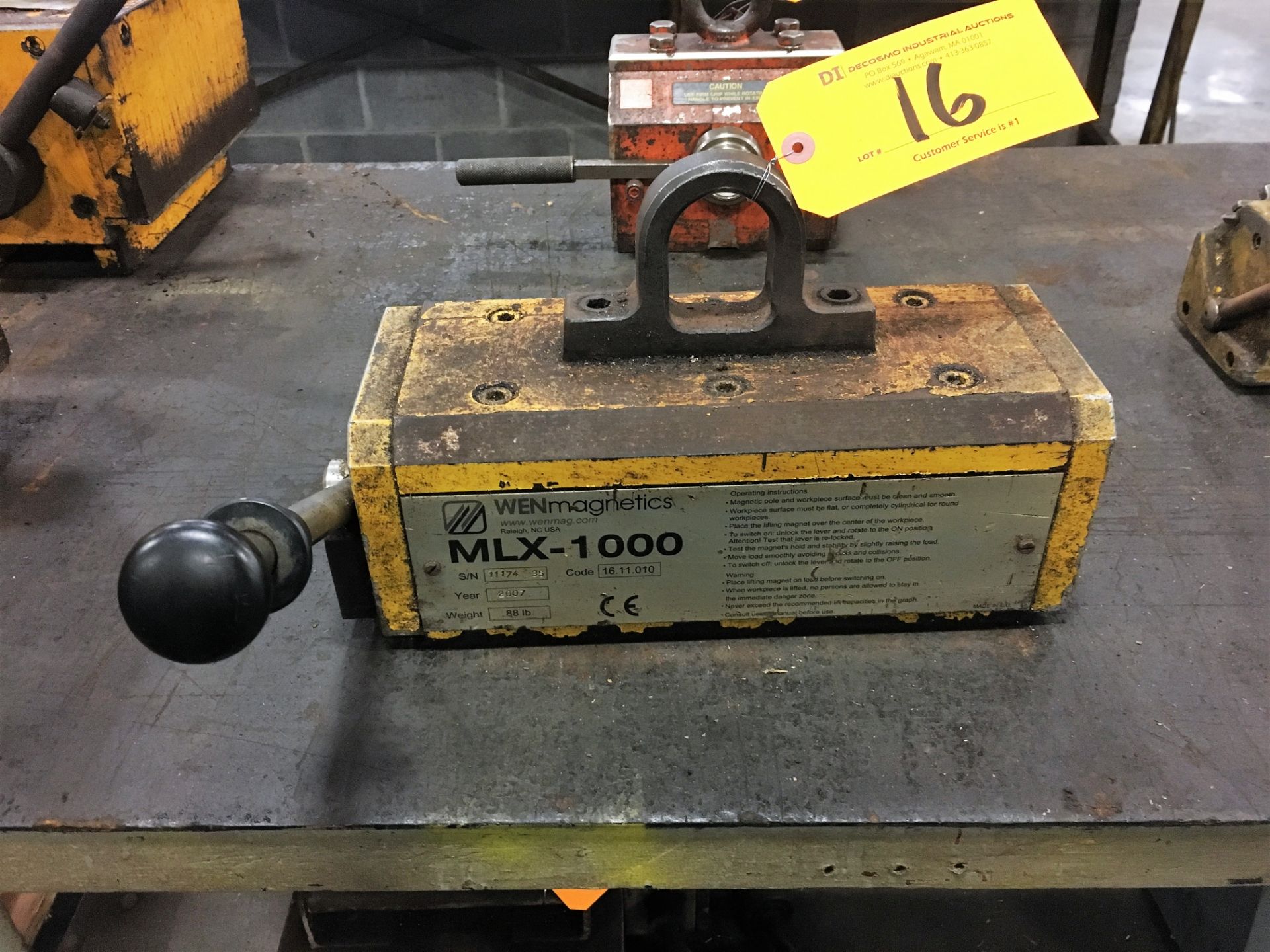 Wen Magnetics Model MLX-1000 (Approx) 1,000lb. Capacity Crane Mount Lifting Magnet