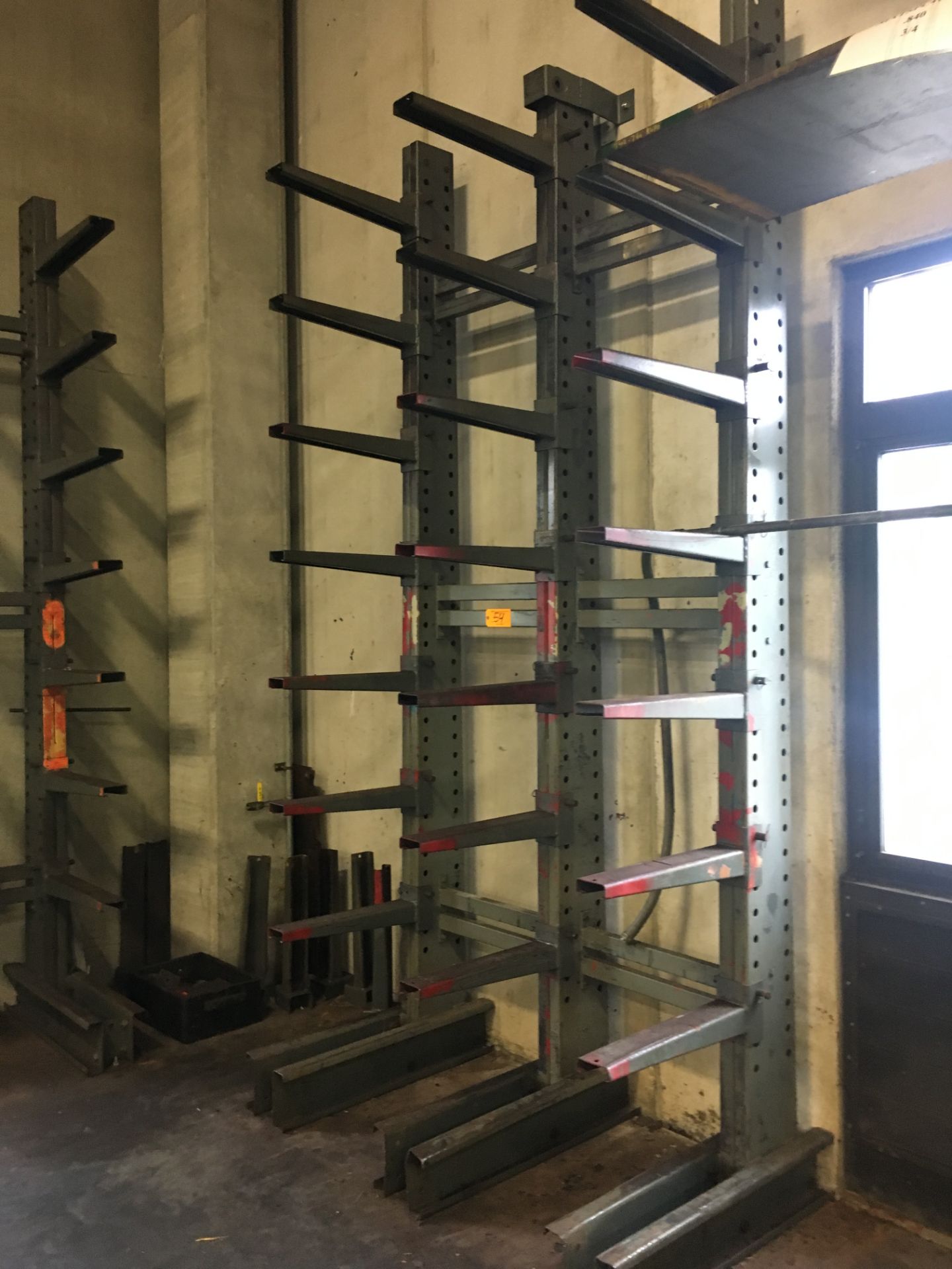 (2) Jarke Triple Column Single Sided Cantilever Raw Material Racks