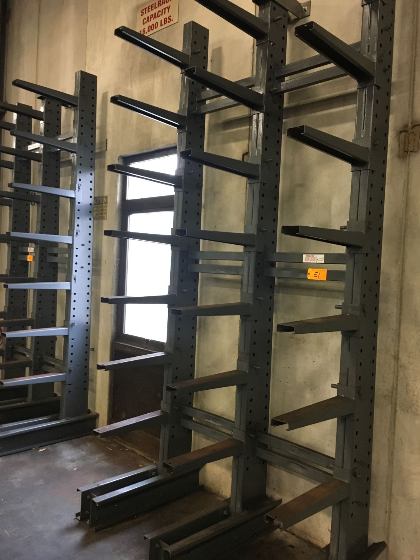 (2) Jarke Triple Column Single Sided Cantilever Raw Material Racks - Image 2 of 2