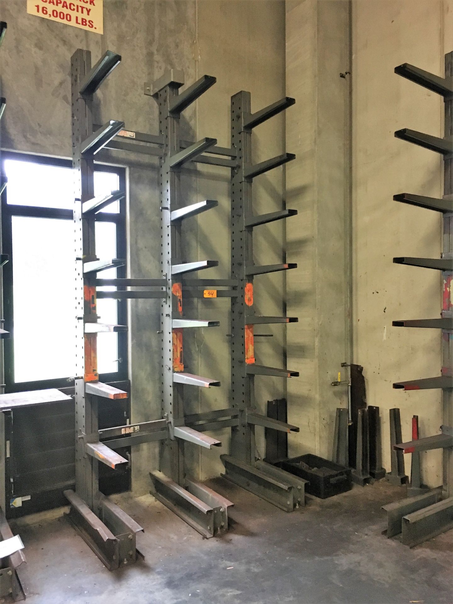 (2) Jarke Triple Column Single Sided Cantilever Raw Material Racks - Image 2 of 2