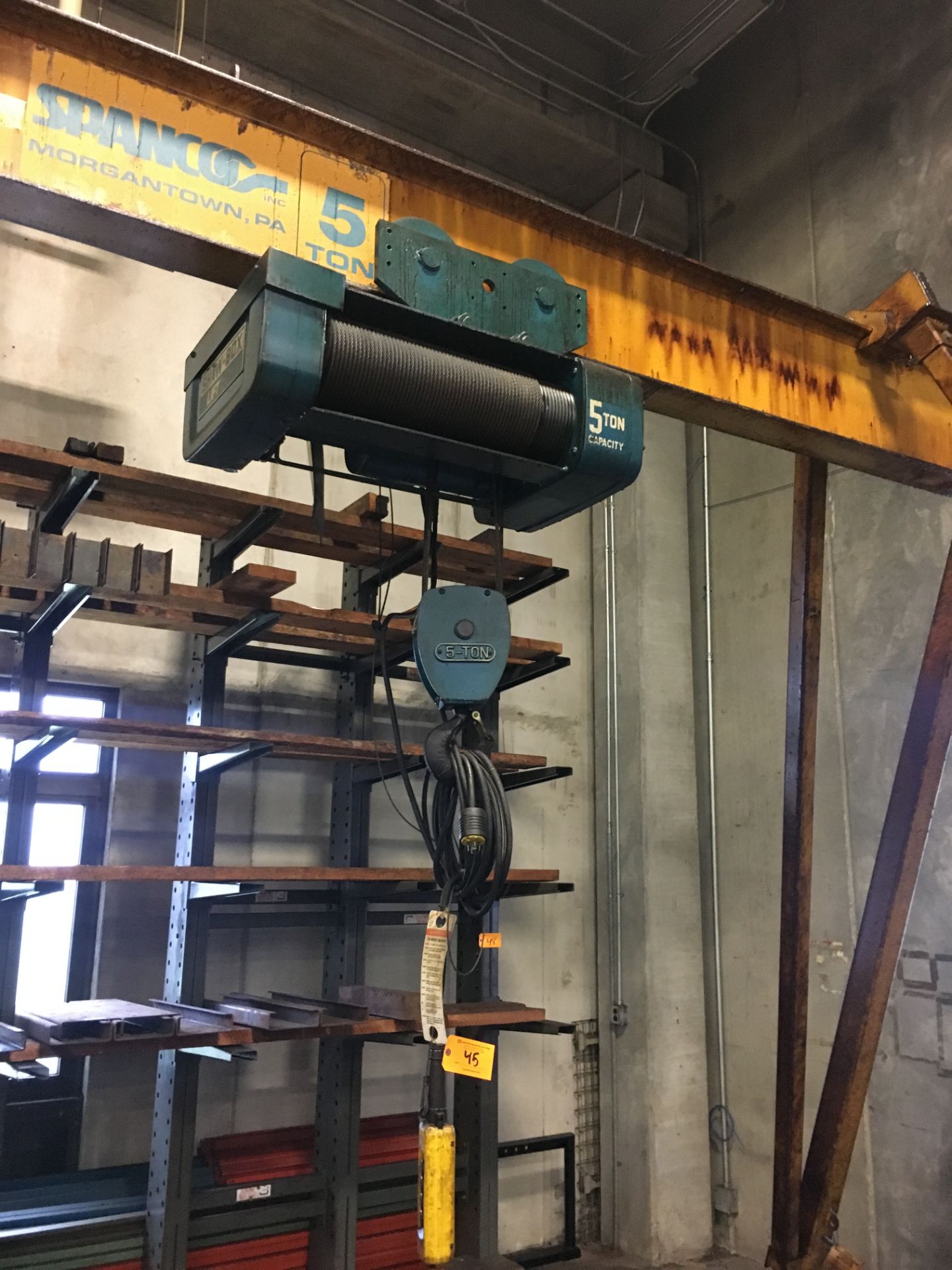 Spanco 5-Ton Capacity Portable Gantry Crane with 5-Tom Shaw-Box Electric Hoist, 20' Span, Adjustable - Image 2 of 3