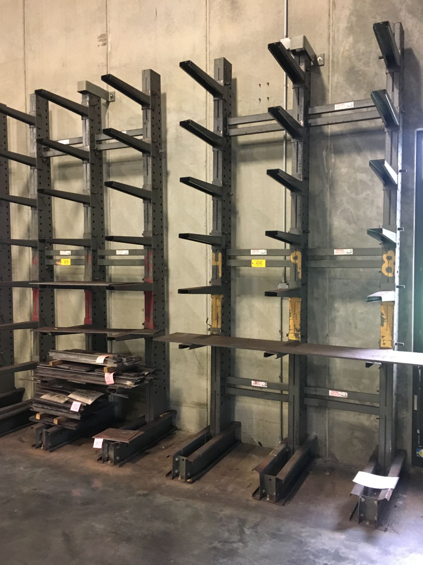 (2) Jarke Triple Column Single Sided Cantilever Raw Material Racks