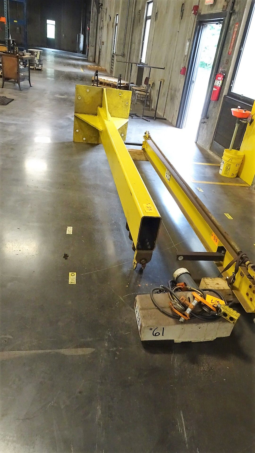 Free Standing Jib Crane with Approx 12' Column, 10' Swing Arm & Coffing 1/2-Ton Electric Chain