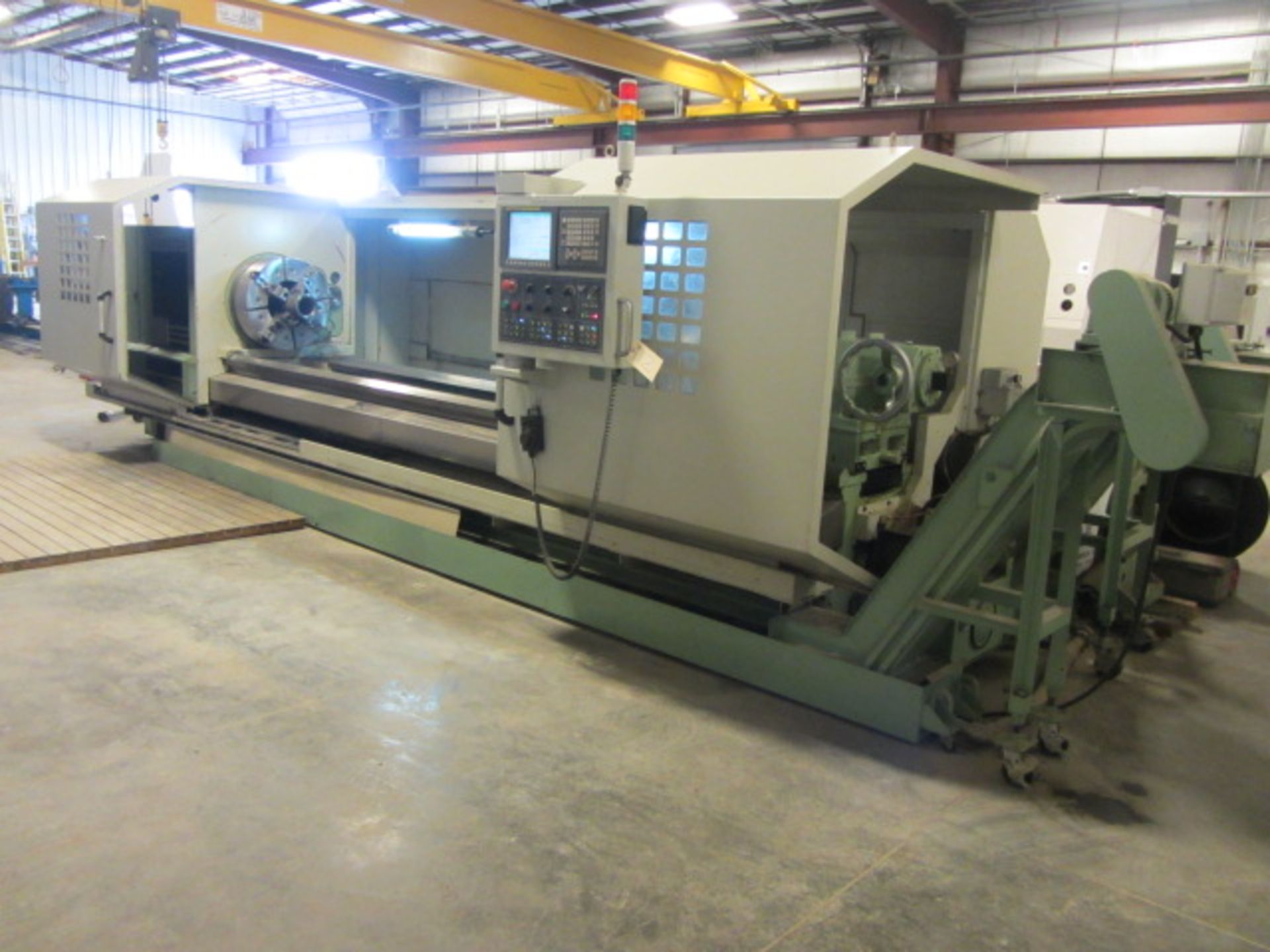Kingston Model CK3000 Hollow Spindle Oil Field CNC Flat Bed Lathe with Double Front & Back 24'' 4-