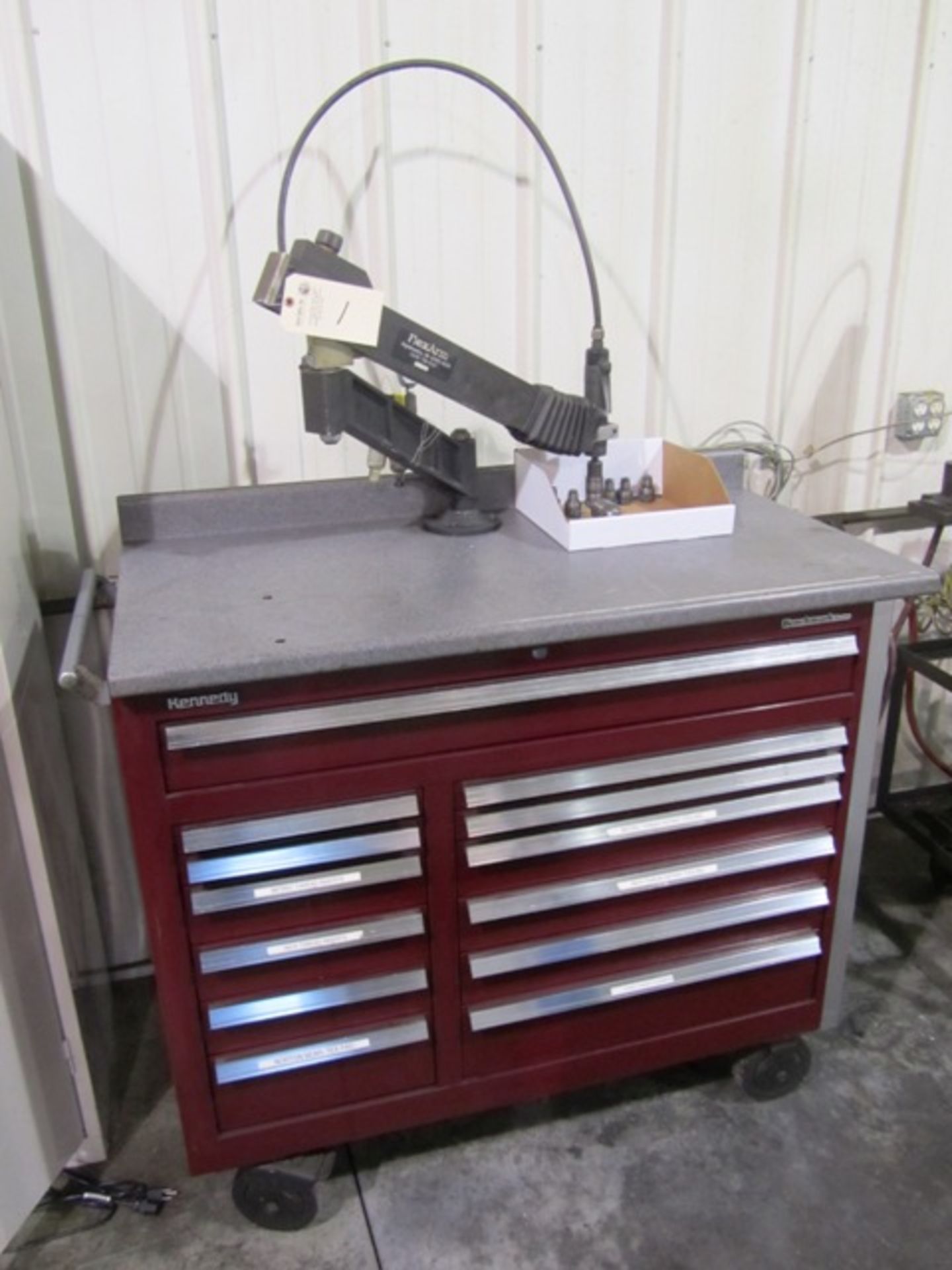 Flex-Arm Tapping Unit with Tooling & Kennedy 13 Drawer Portable Rolling Toolbox