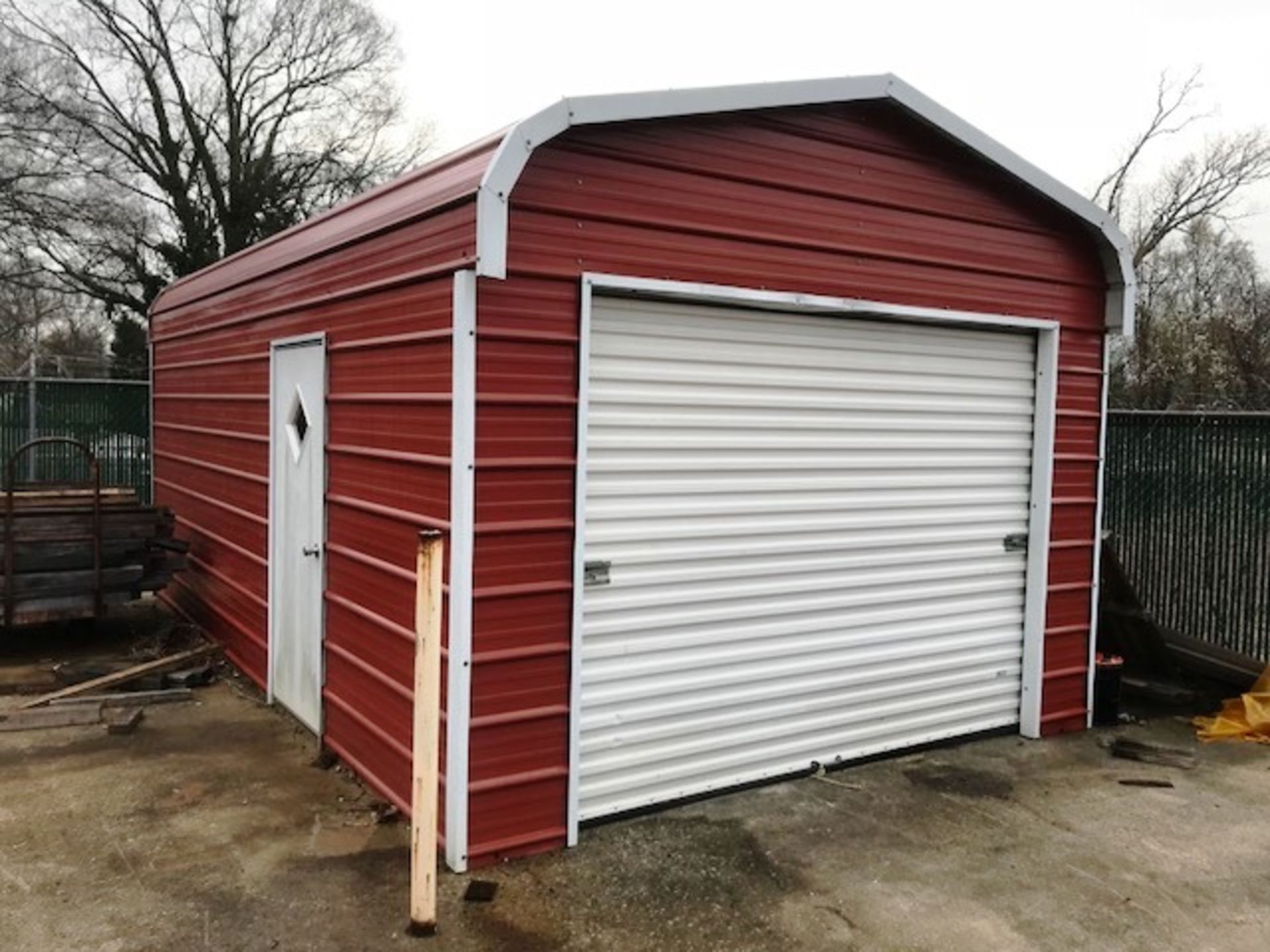 Metal Storage Shed with 9' Wide Roll Up Door, Side Door, 12'W x 20'L x 9'H Inside Dimensions