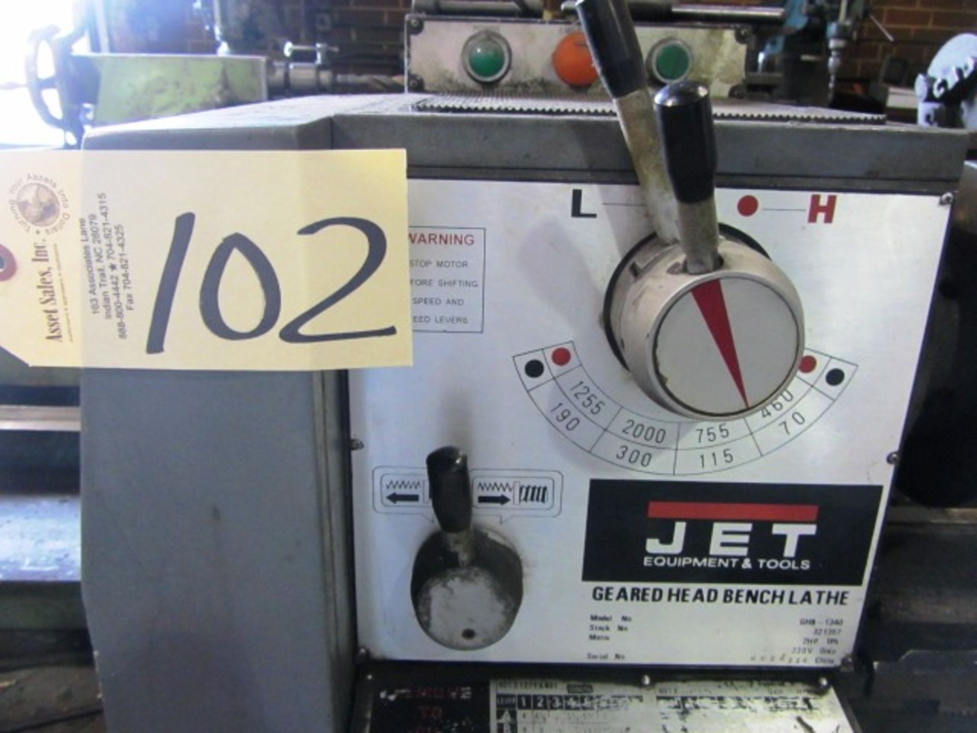 Jet Model GHLB1340 13'' Swing x 40'' Centers Engine Lathe, sn:6052114 - Image 2 of 7