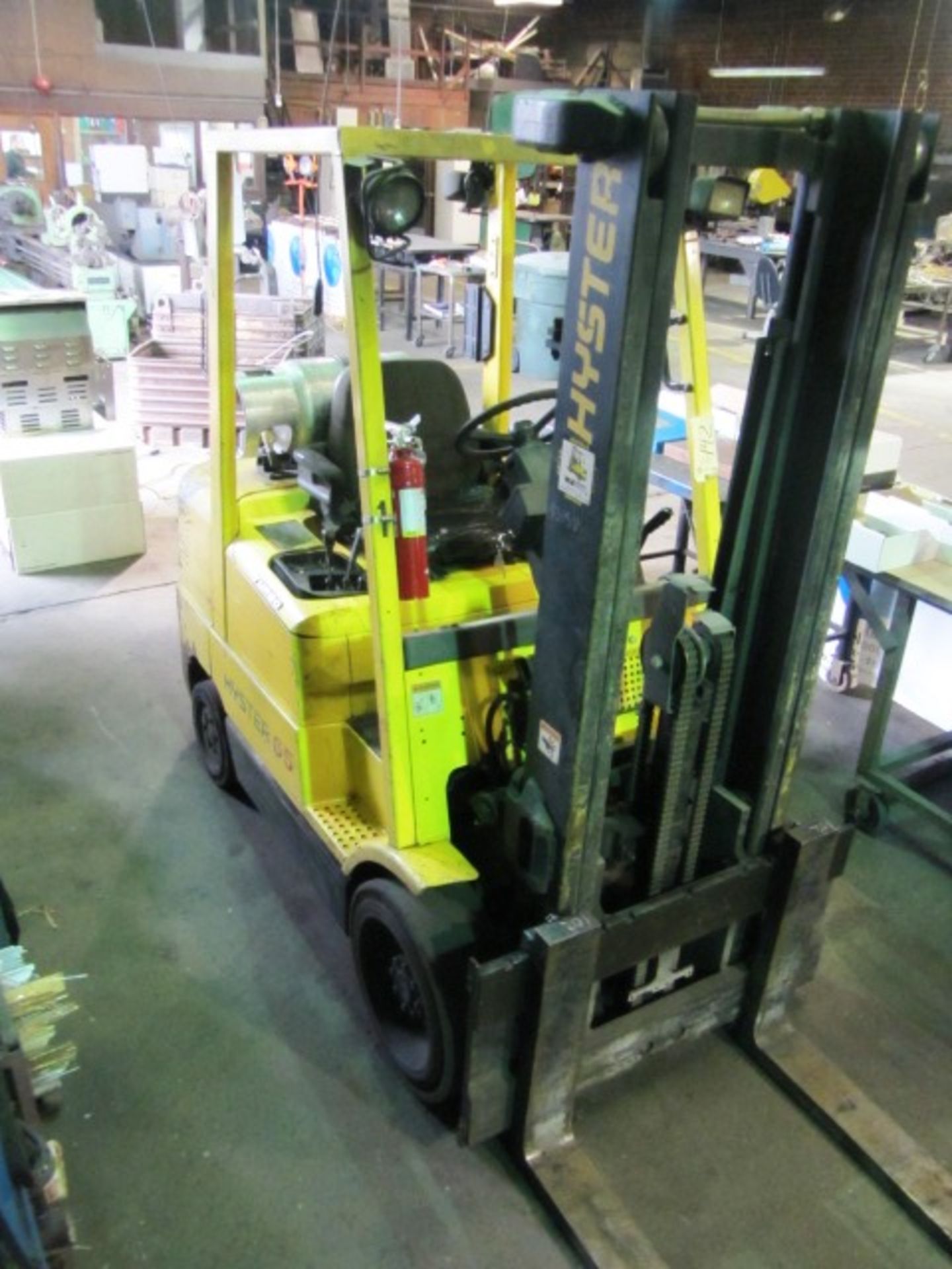 Hyster Model S65XM-Turbo 5,000lb Propane Forklift with Cage, Solid Tires, 48'' Fork Length, - Image 3 of 7