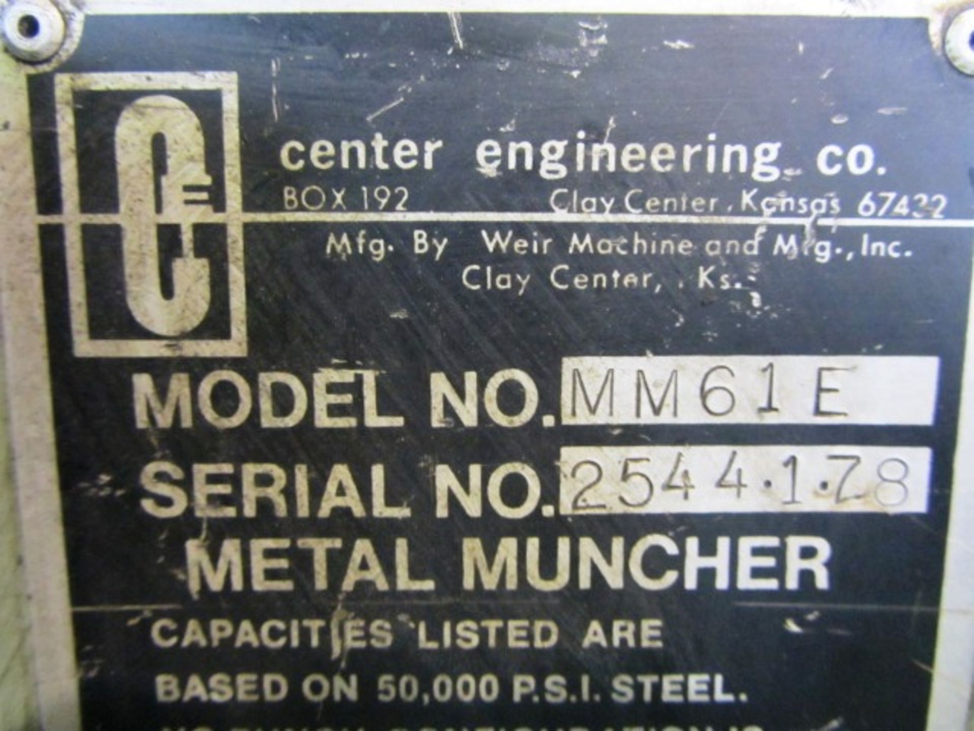Metal Muncher Model MM61E 49 Ton Hydraulic Iron Worker with 3/4'' Punch, 12'' x 1/4'' Shear, 4'' x - Image 7 of 7