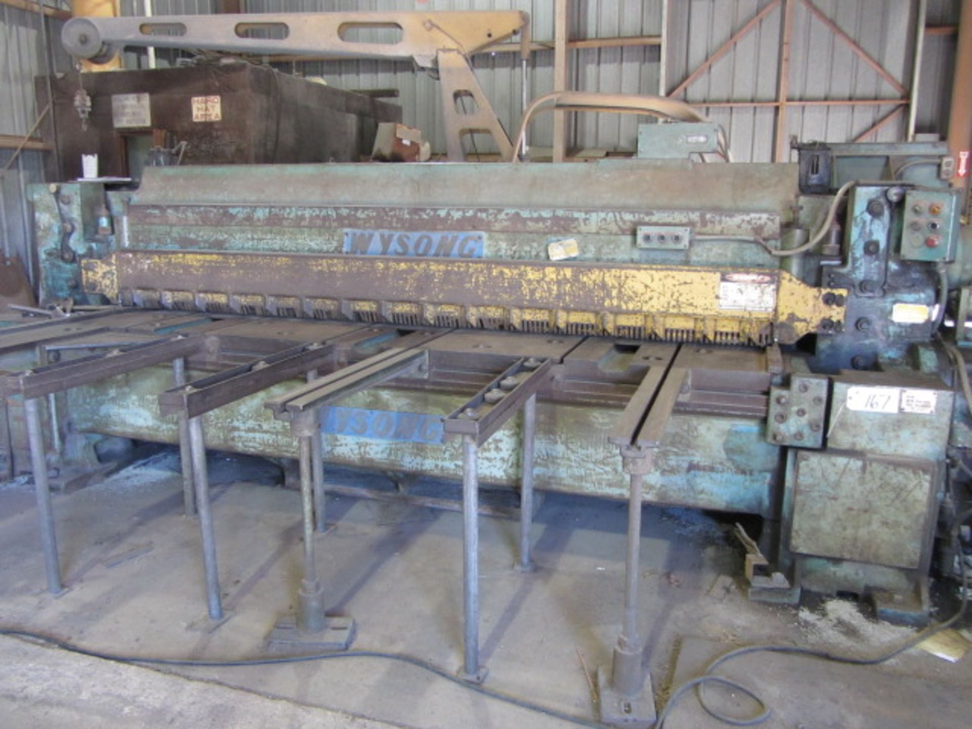 Wysong 10' x 3/8'' Mechanical Plate Shear with 48'' Front OP Power Backgauge, 10' L.H. Squaring Arm, - Image 3 of 8