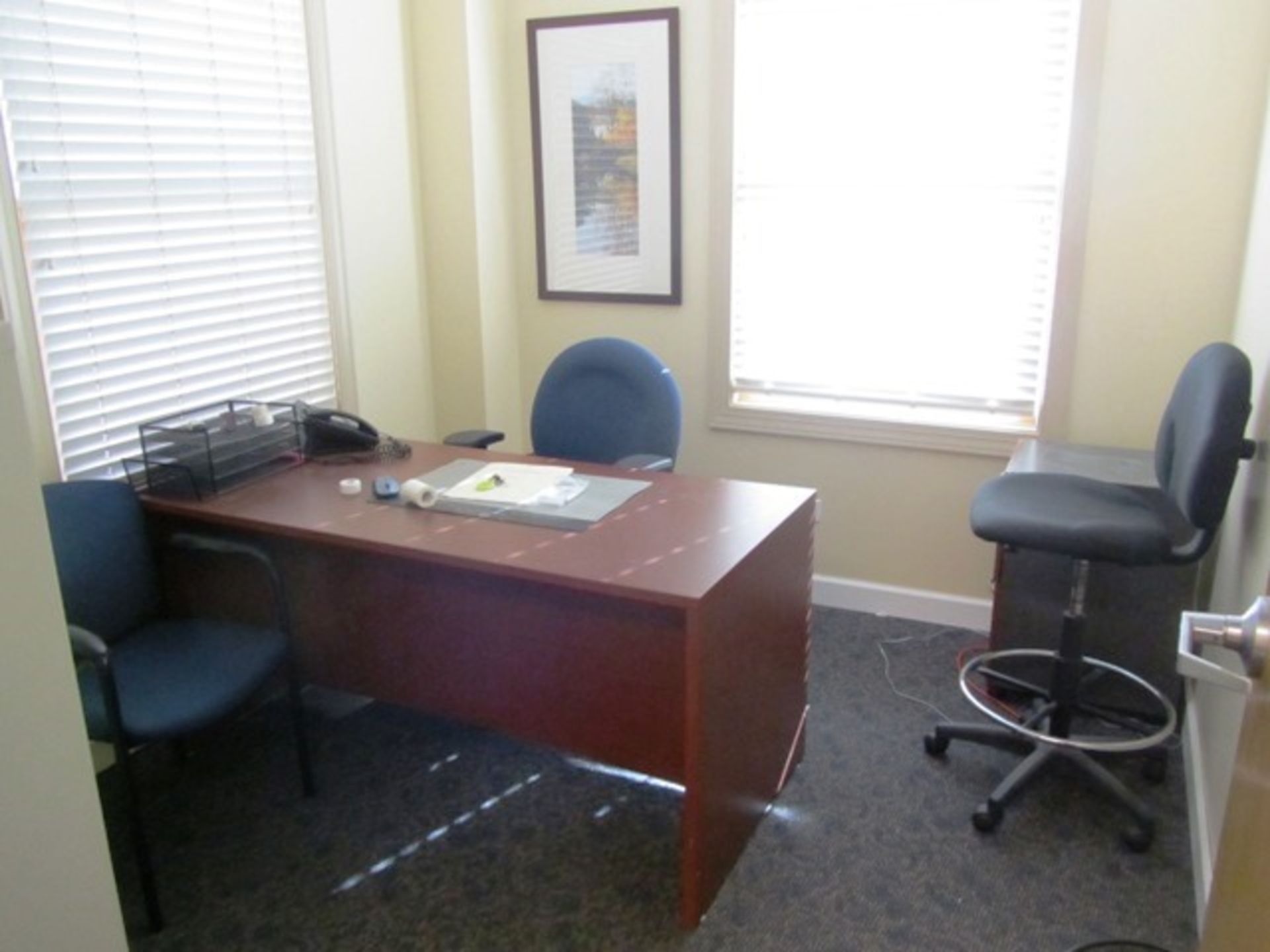 Contents of Office consisting of Desk, Chairs, Filing Cabinet (no computer)*located Orland Park, IL