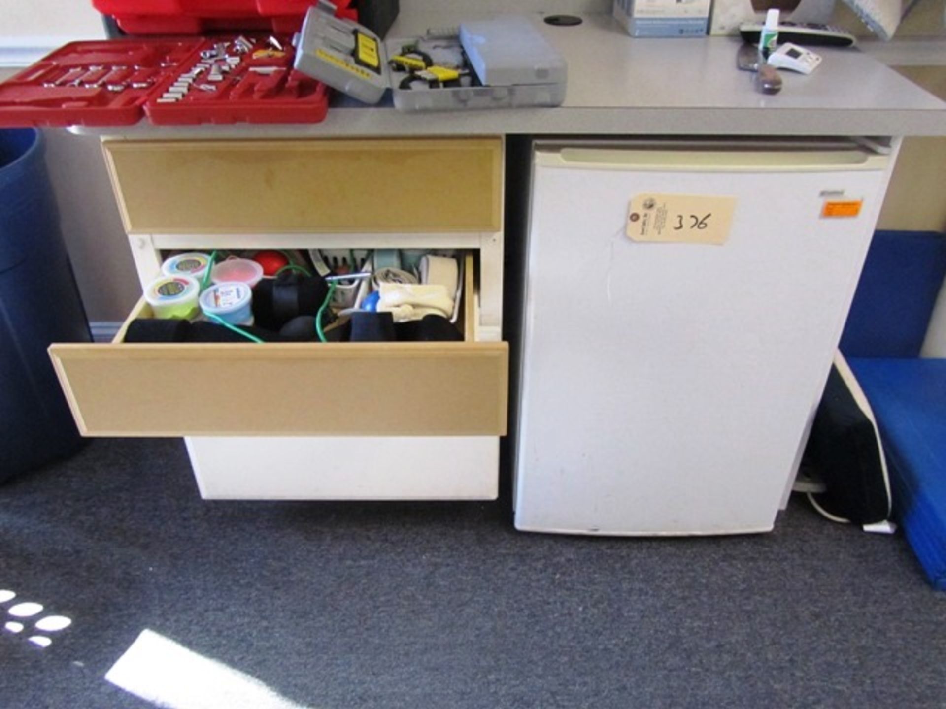 Bar Refrigerator, Misc in Drawers (next to & above the refrigerator - no hand tools)*located