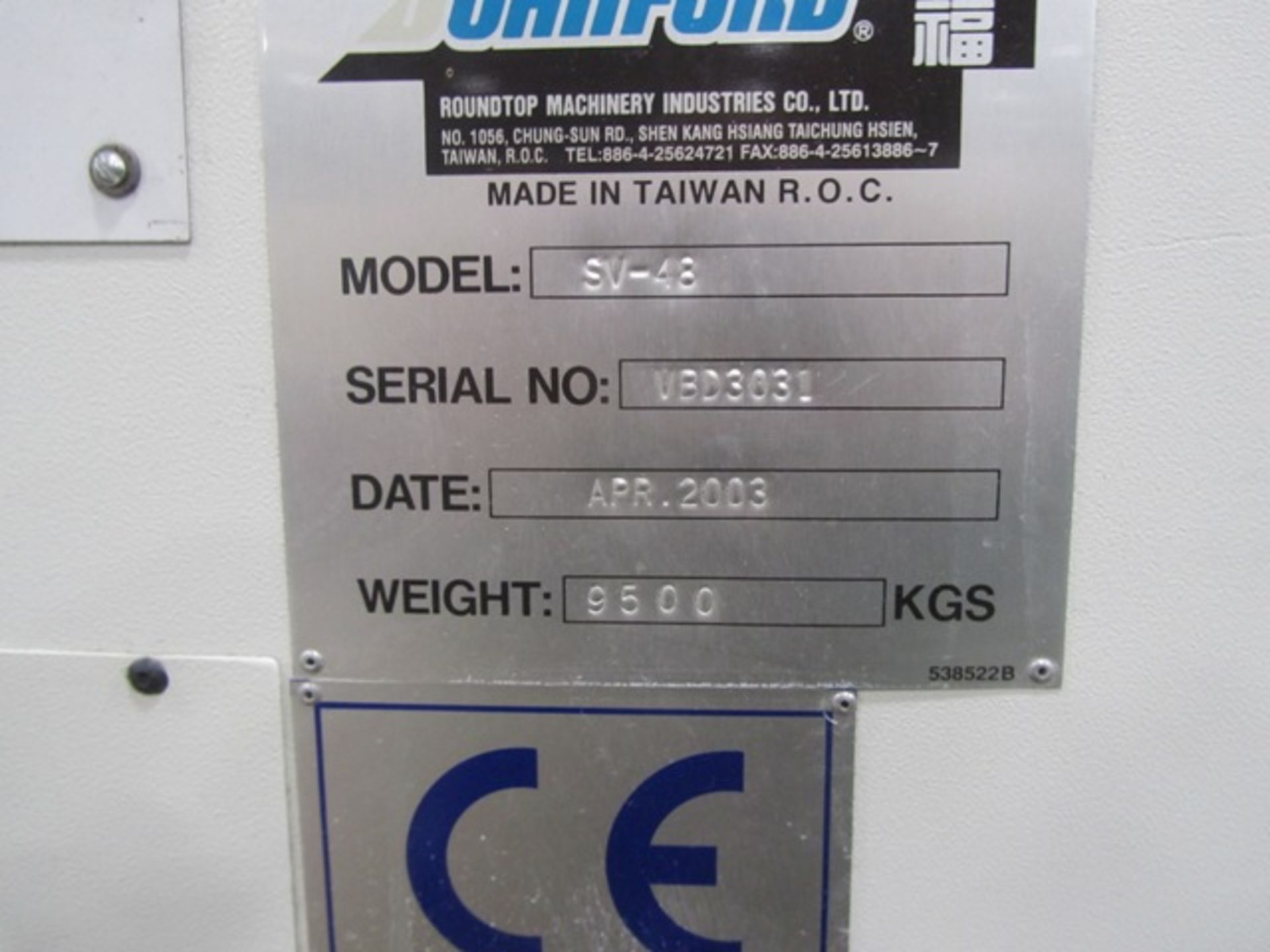 Johnford Model SV-48 Super 4-Axis CNC Vertical Machining Center with 10" Tsudakoma 4th Axis Rotary - Image 9 of 11