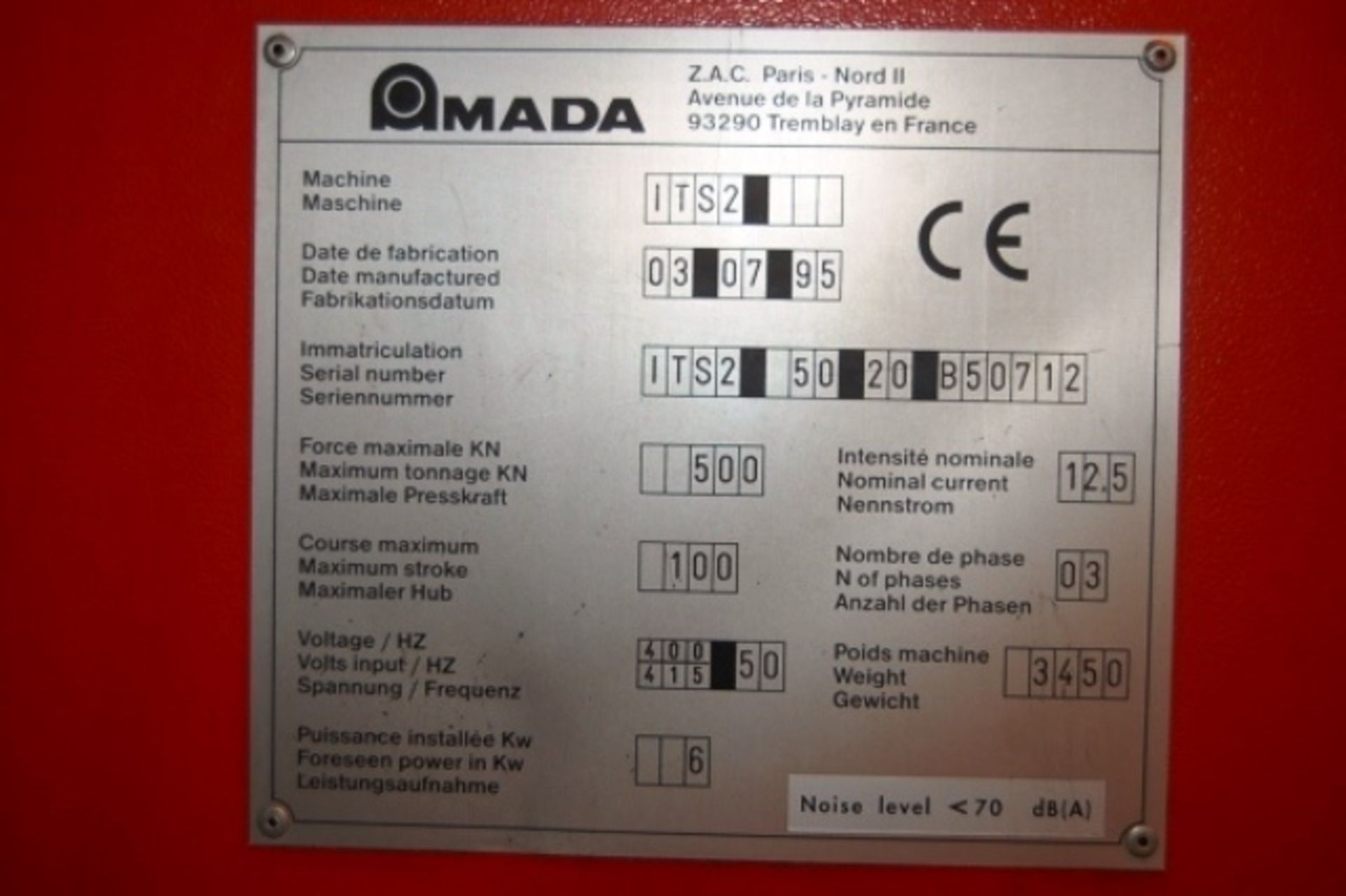 Amada Model 5020 55 Ton CNC Hydraulic Press Brake with 79" O.A. Bend Length, 66" Between Housings, - Image 5 of 5