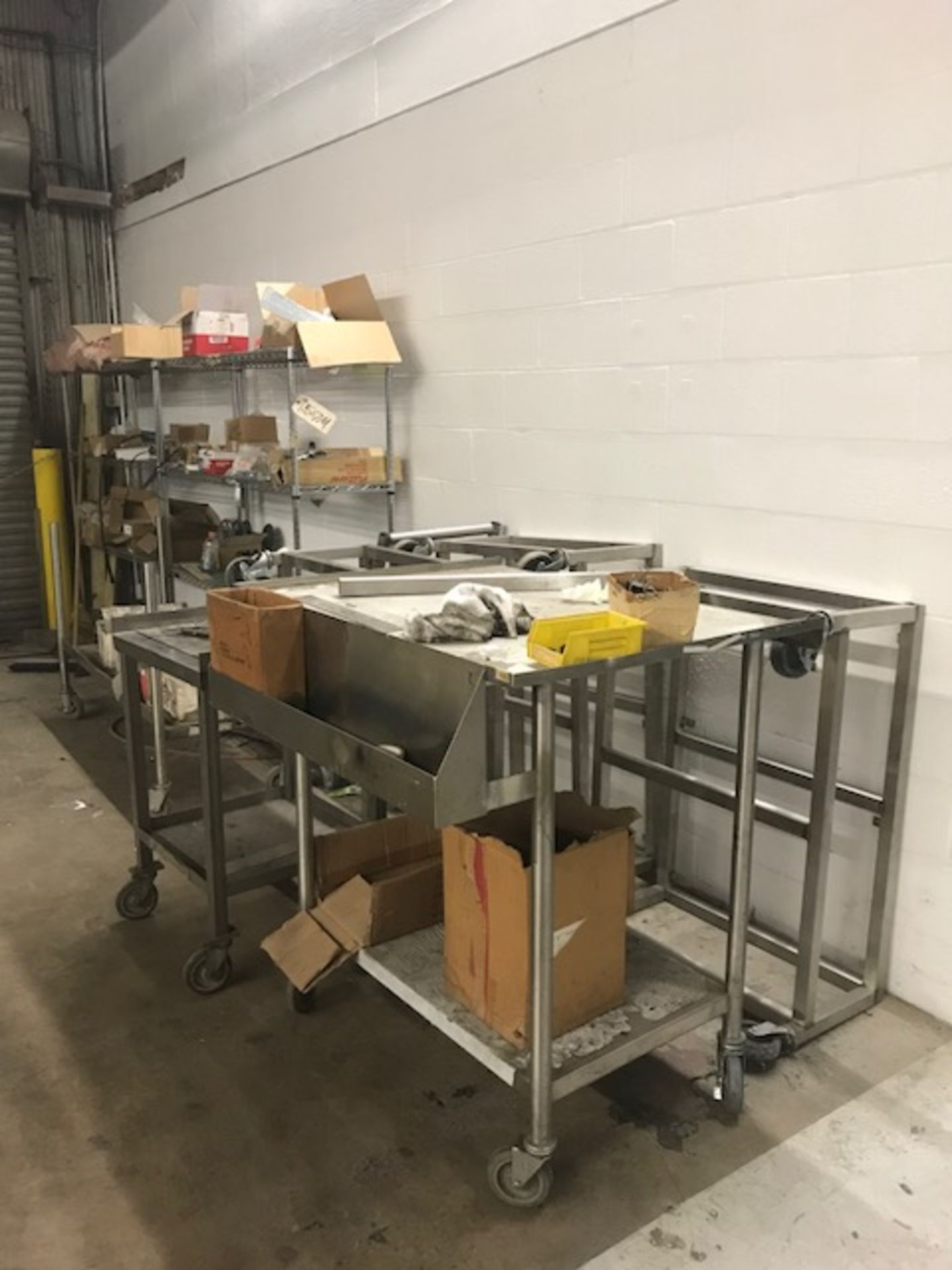 (2) Bakers Racks & Portable Stainless Steel Carts