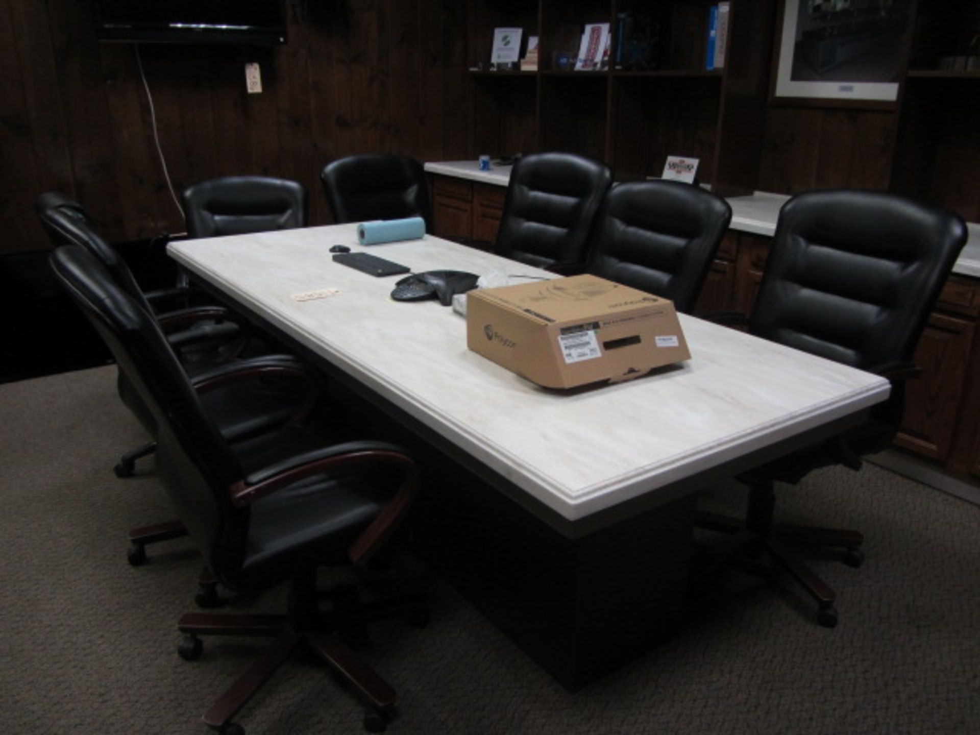 Conference Table & (7) Leather Chairs