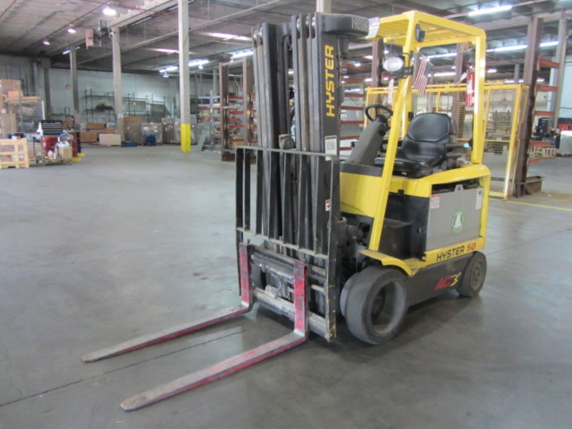 Hyster 50 Model E50Z-33 4500lb Electric Forklift with 4-Stage Mast, Side Shift, sn:G108N0999IF,