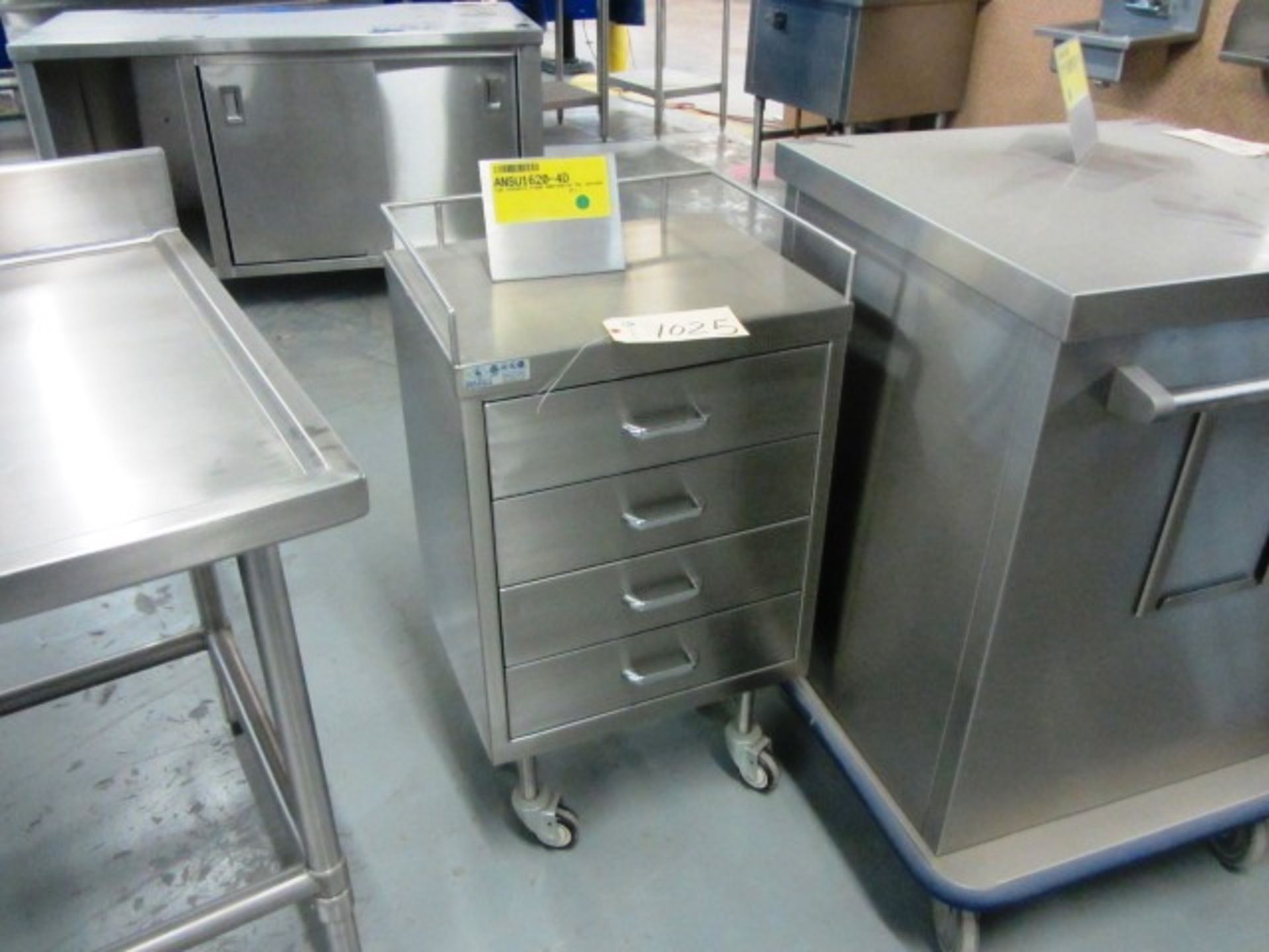 Stainless Steel 4 Drawer Anesthesia Table with Casters