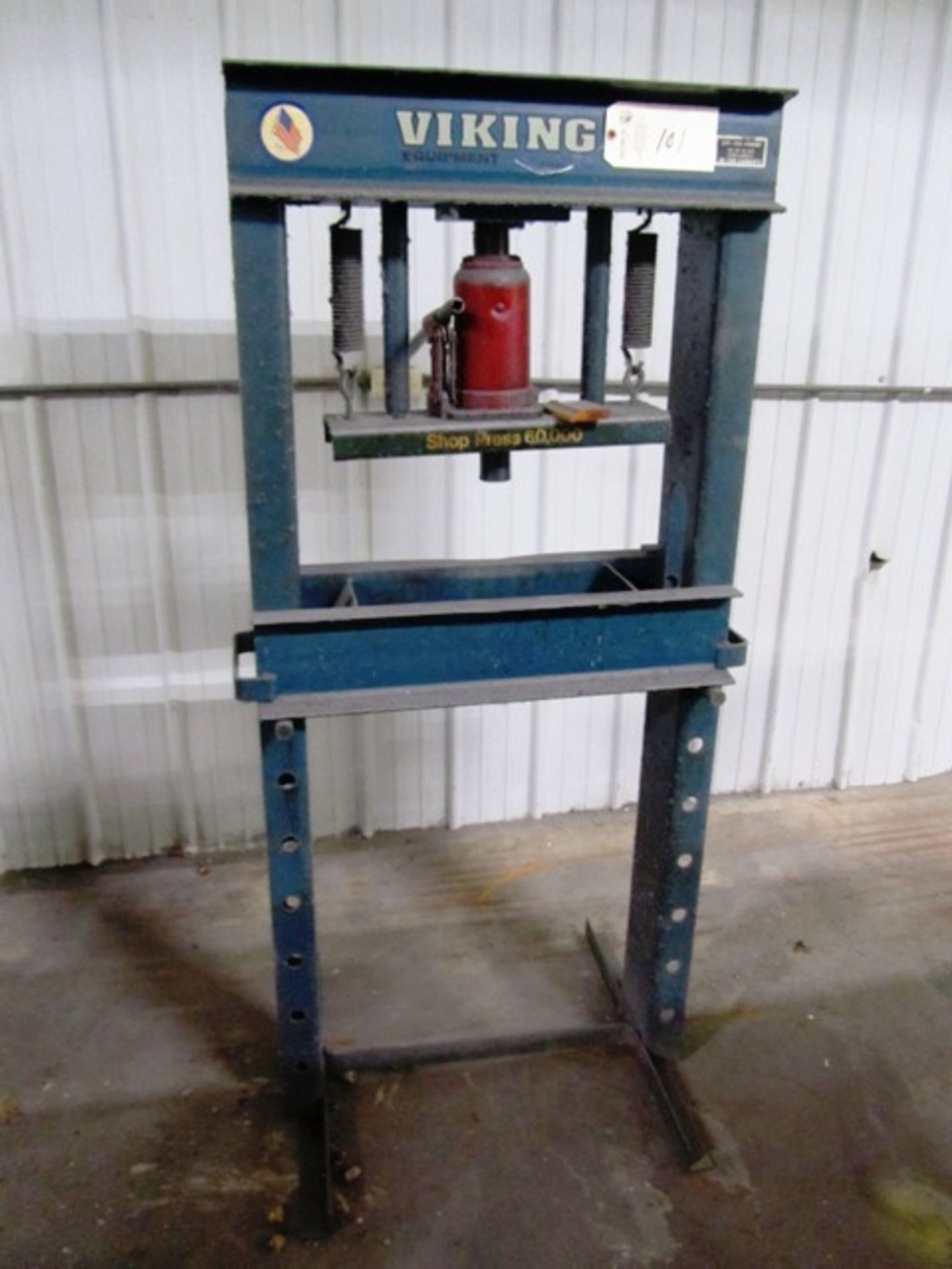 Viking CP-100 30 Ton Capacity Hydraulic H-Frame Shop Press with 24'' Between Up Rights, sn:40849