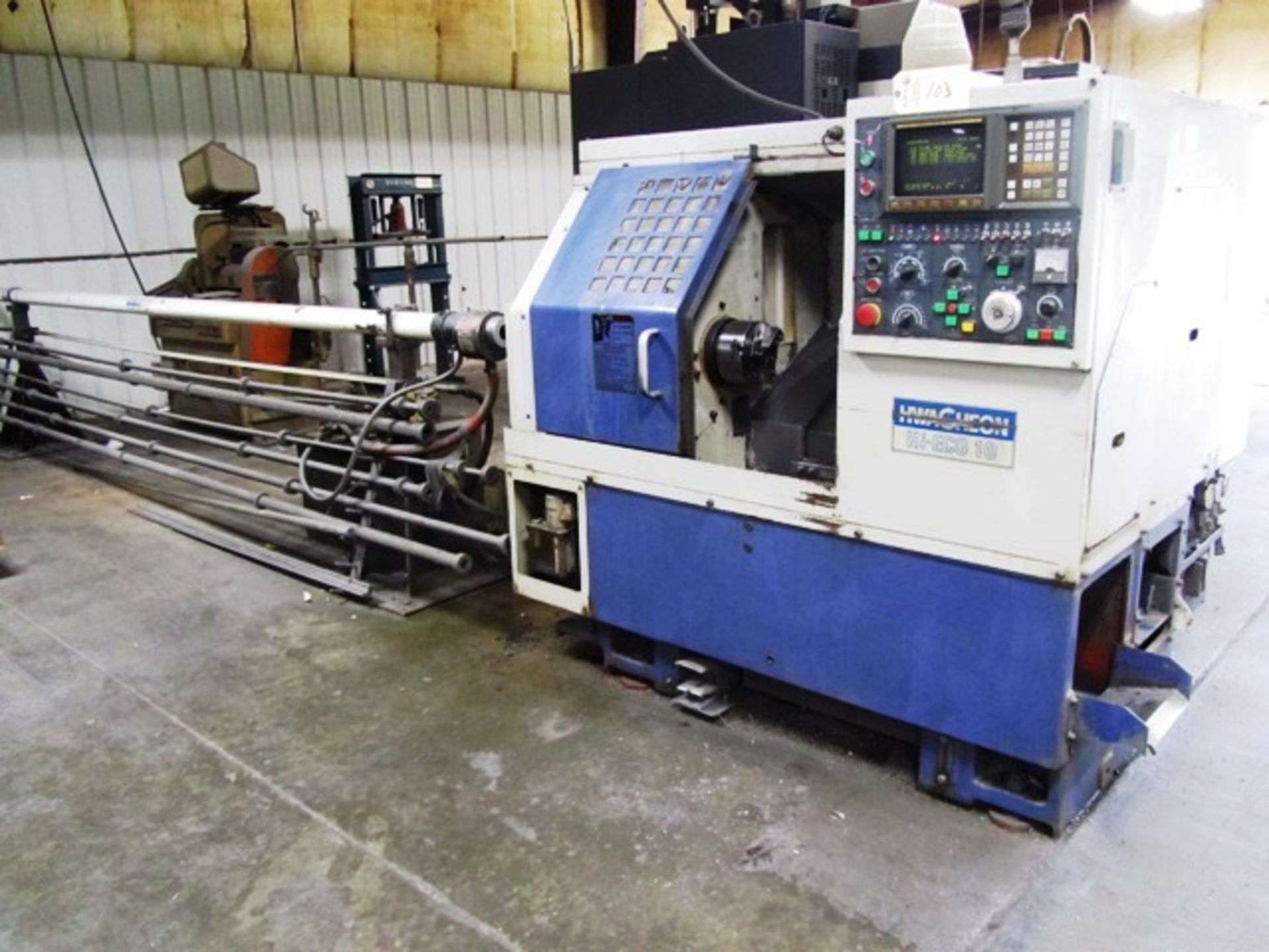 Hwacheon Hi-ECO 10 CNC Turning Center with 6'' Power Chuck, 22'' to Tailstock, Gantry Hydrostatic