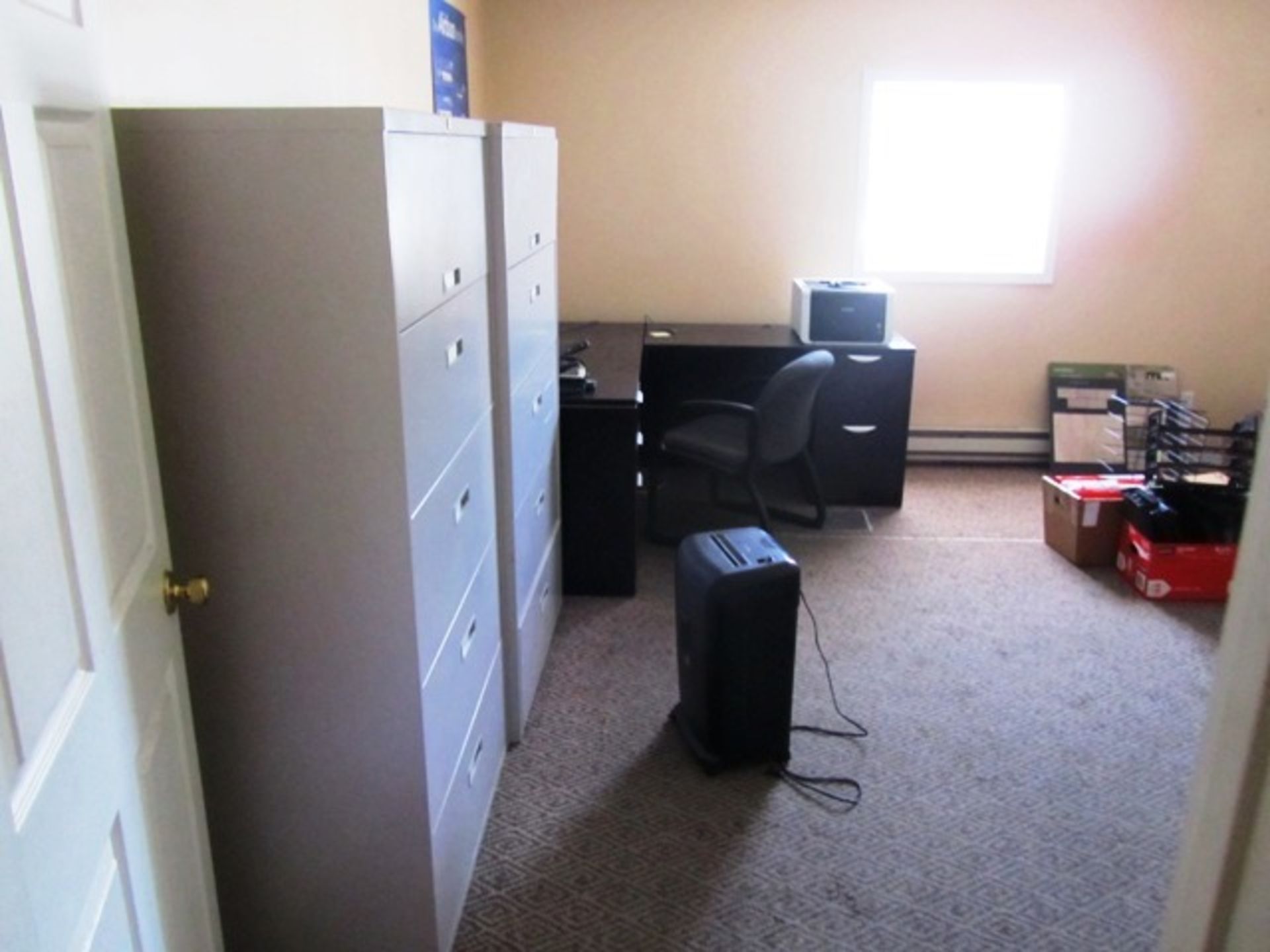 Contents of Room consisting of (2) Desks, Chairs, (3) 5 Drawer Lateral Cabinets