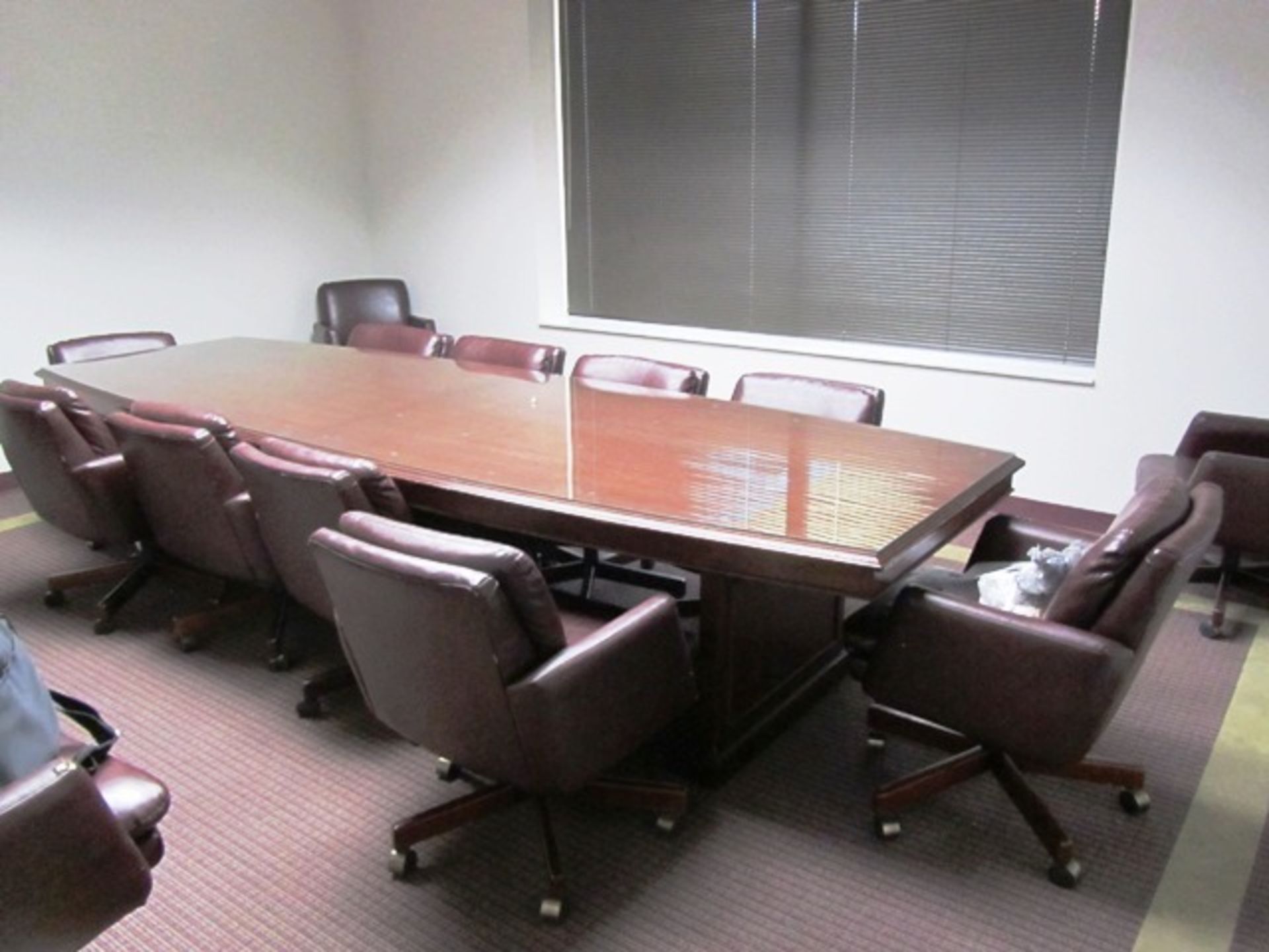 Contents of Room consisting of 12' Conference Table with 10 Chairs, Credenza, Mitsubishi Projector