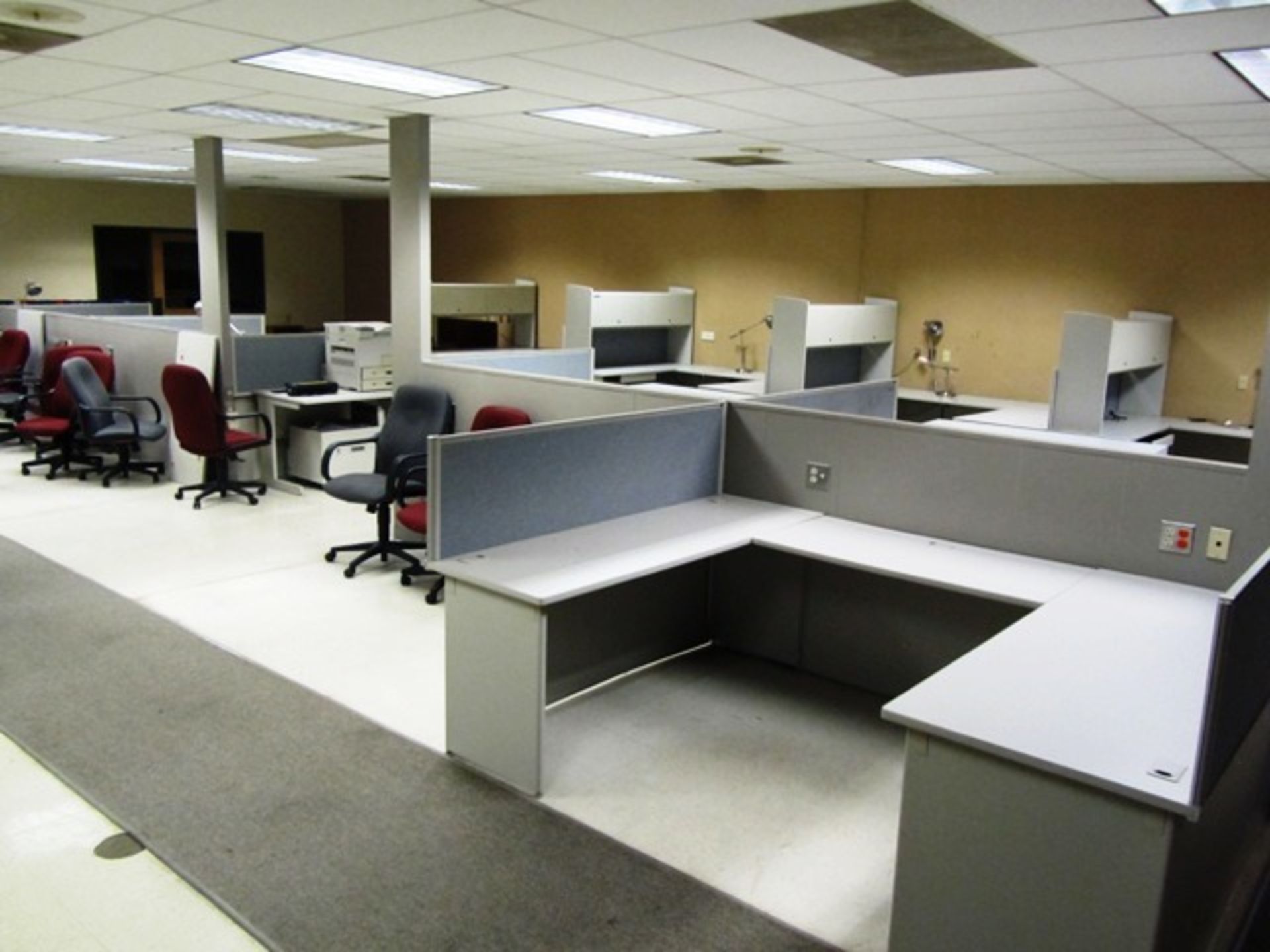 9 Sections of Office Cubicle Work Stations, Misc Desk, Chairs
