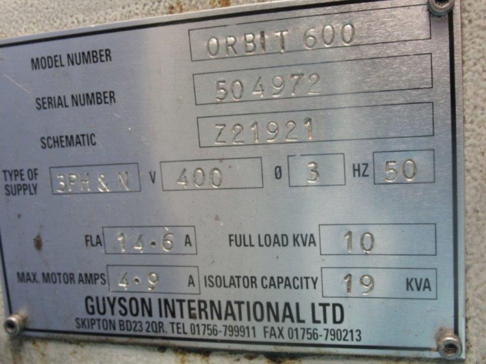 Guyson International Model Orbit 600 Stainless Steel Parts Washer with 24'' Diameter Basket, - Image 4 of 4