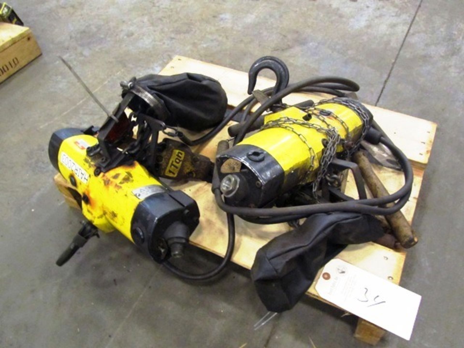 (2) Duff-Norton 1 Ton Pneumatic Hoists