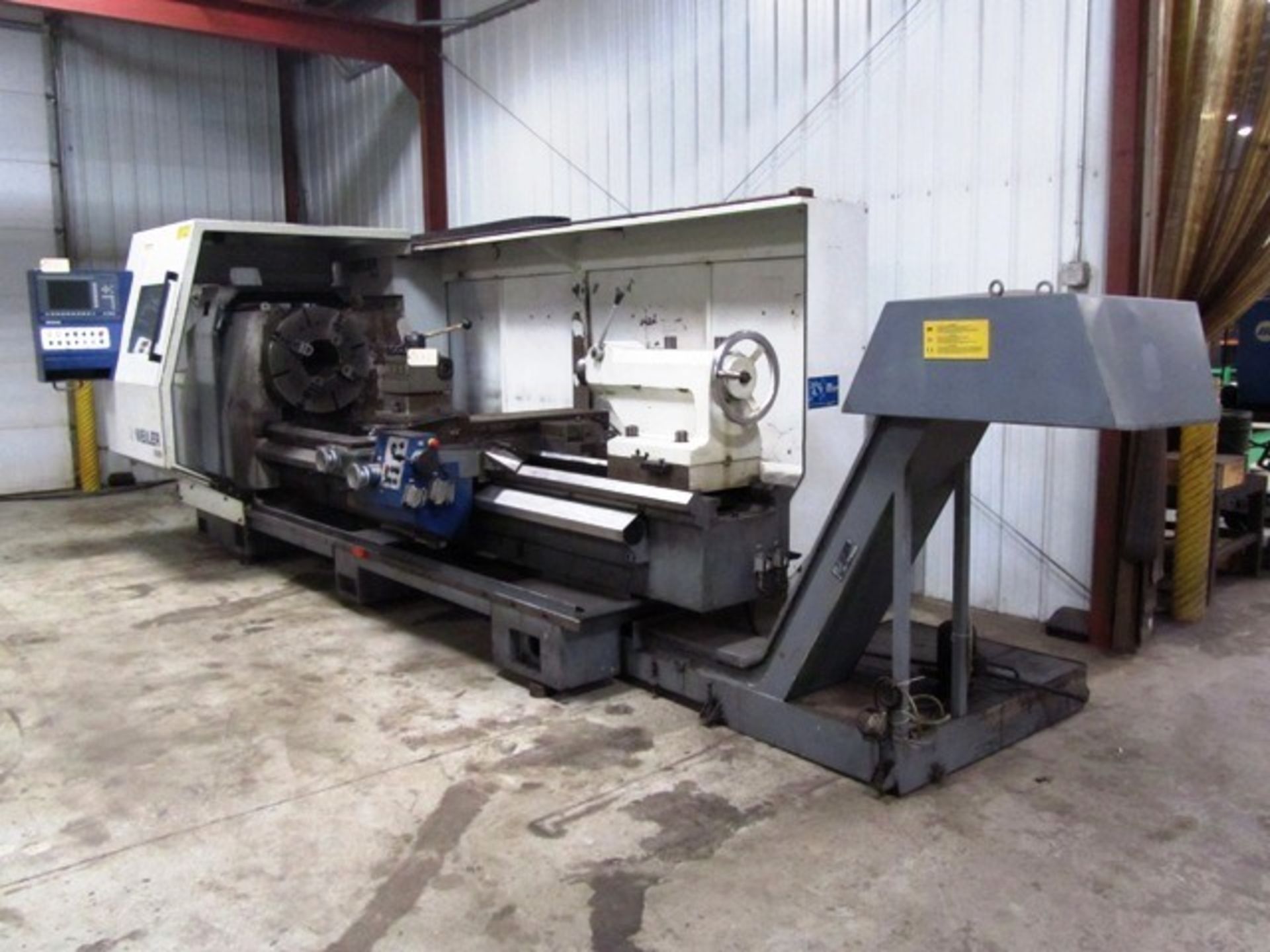 Weiler E90/3000 Large Bore CNC Flat Bed Lathe with 10'' Thru-Hole, Front 27-1/2'' 4-Jaw Chuck, 120''