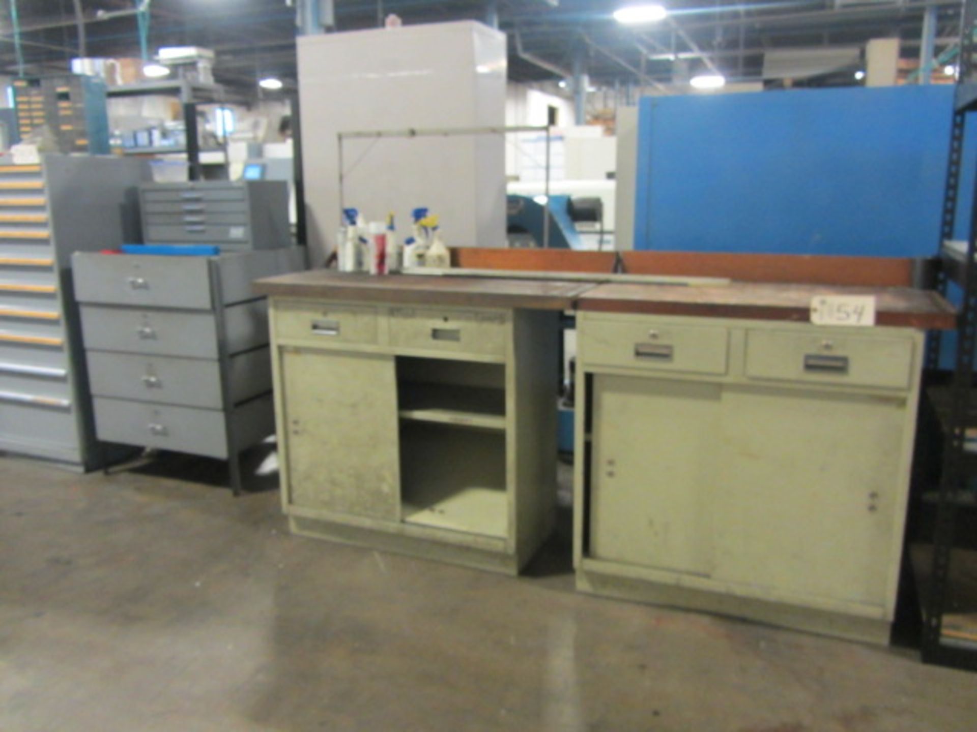 (2) Workbenches & 4 Drawer Cabinet