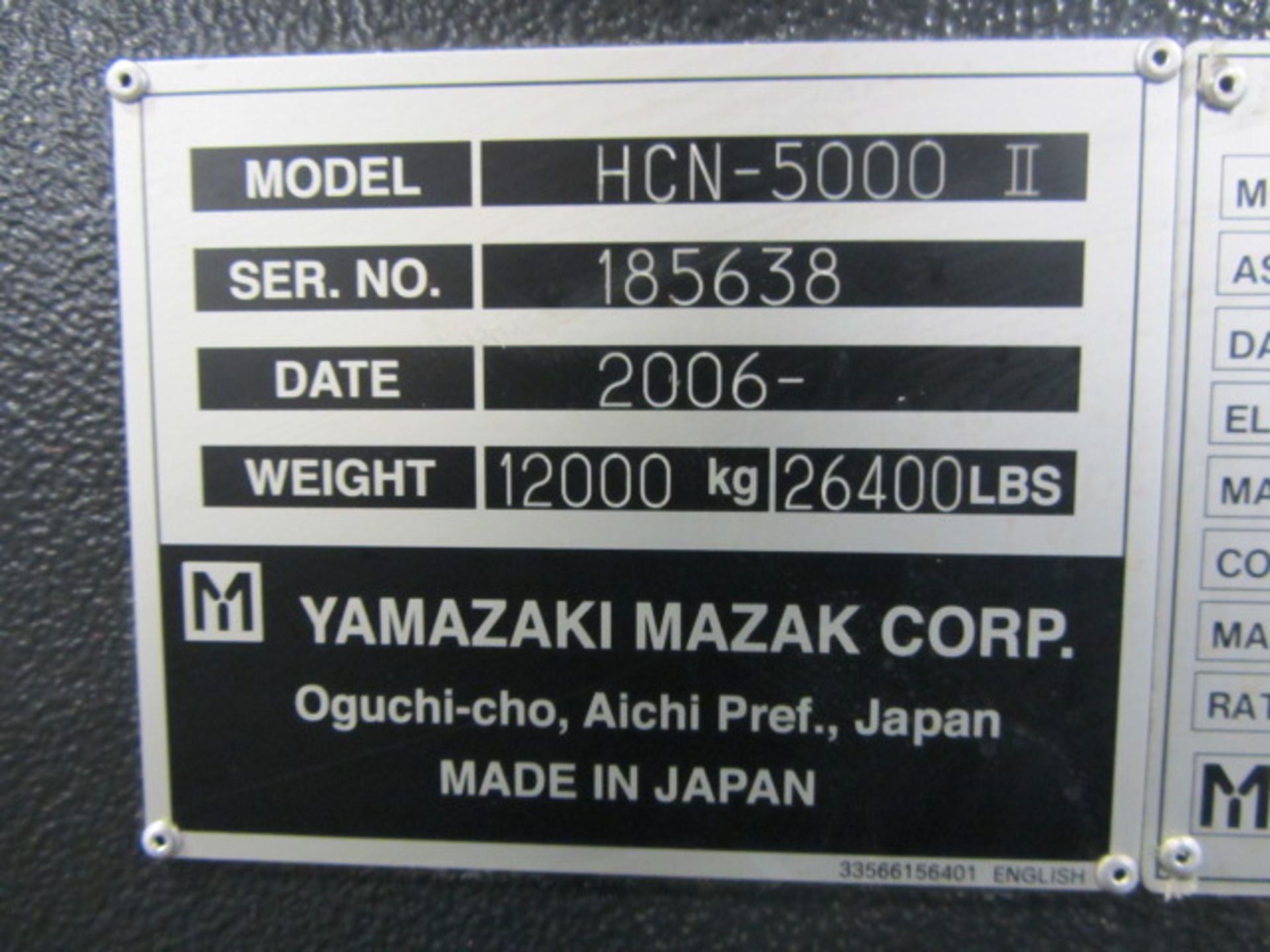 Mazak HCN-5000 II 4-Axis Horizontal Machining Center with (2) 19.75'' x 19.75'' Pallets, .001 - Bild 14 aus 14